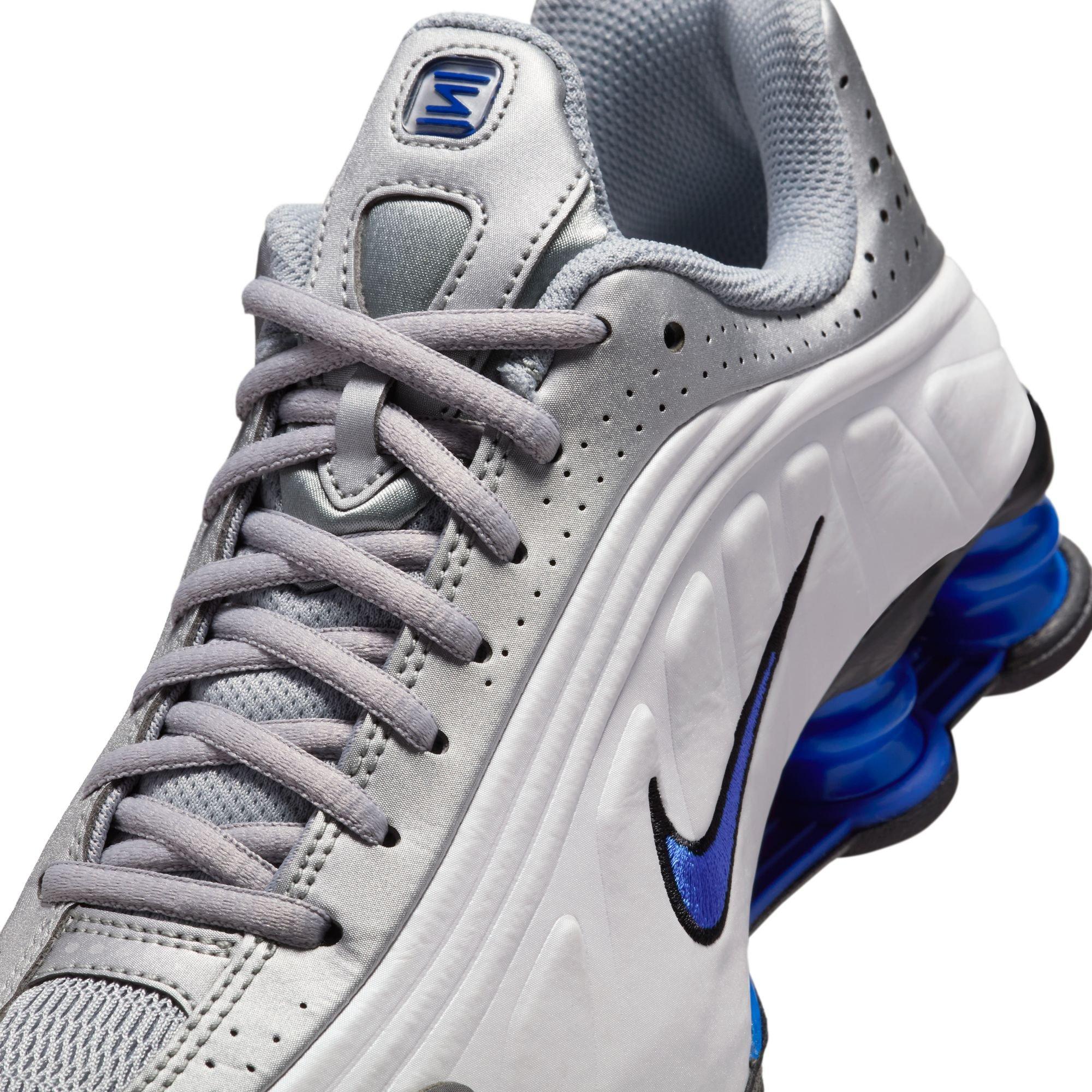 Nike Shox R4 Grade School Boys' "White/Metallic Silver/Racer Blue" Shoe