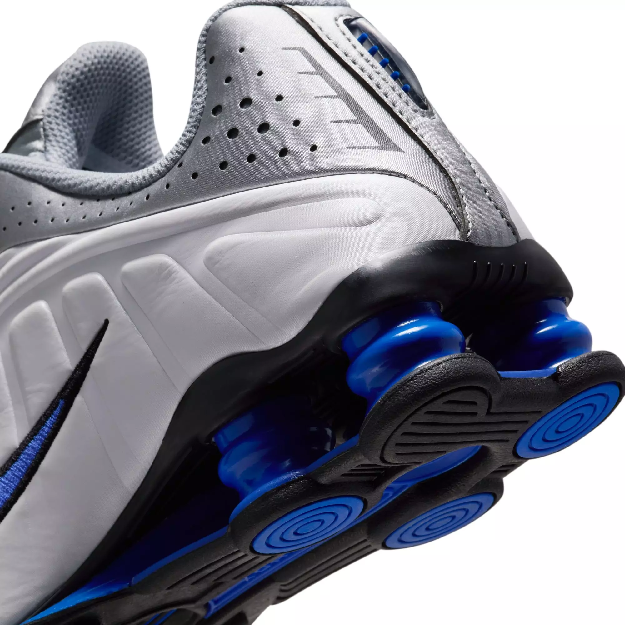 Nike Shox R4 "White/Metallic Silver/Racer Blue" Grade School Boys' Shoe - WHITE/BLUE