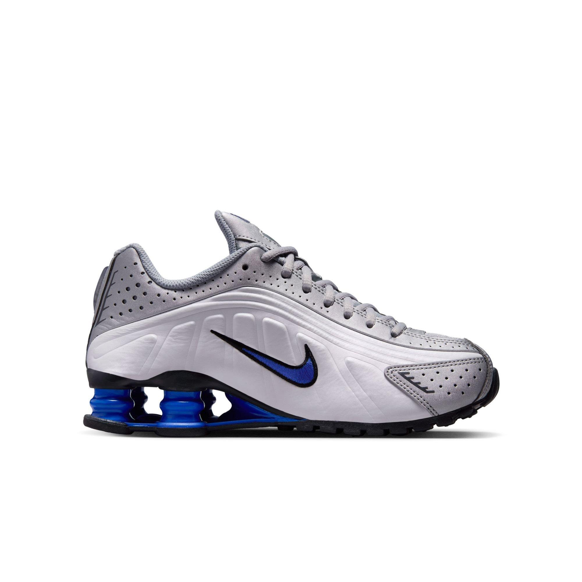 Nike Shox R4 Grade School Boys' "White/Metallic Silver/Racer Blue" Shoe