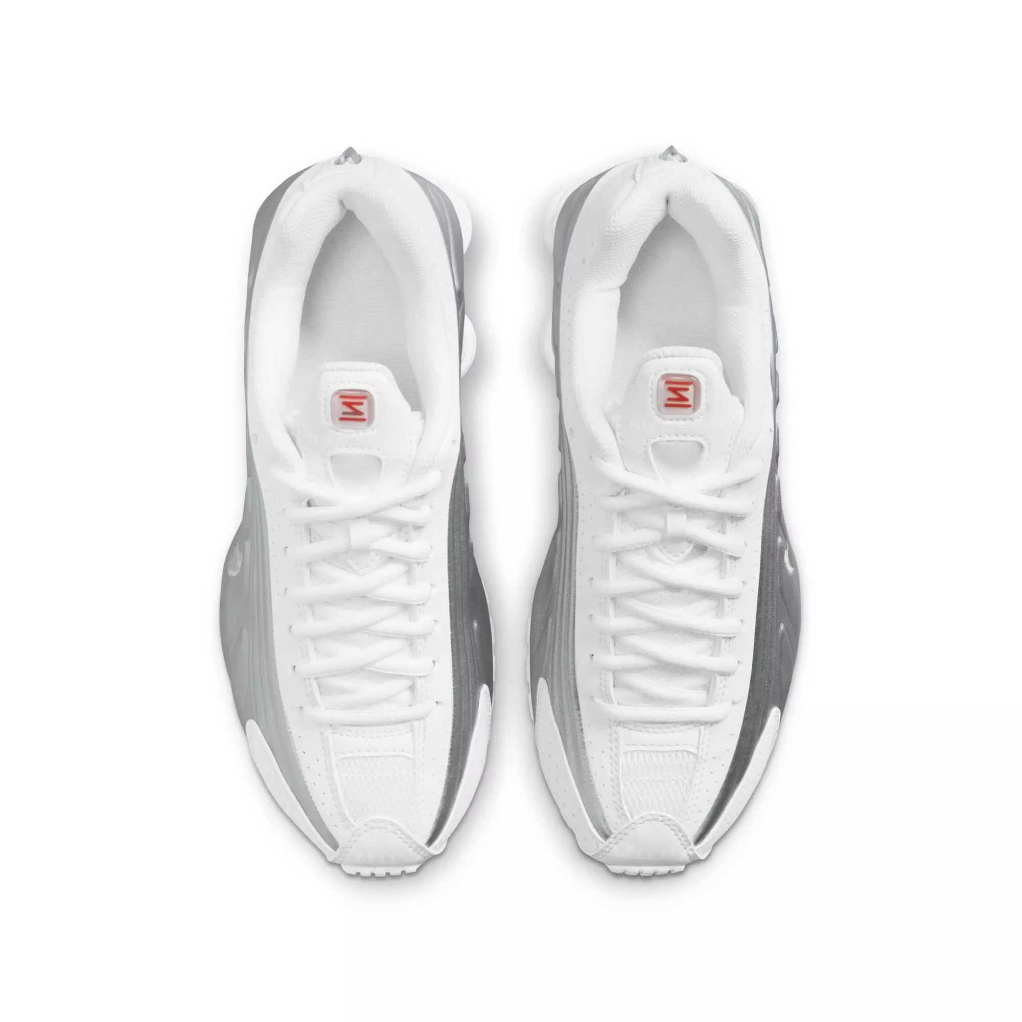 Nike Shox R4 "White/Metallic Silver" Grade School Boys' Shoe​ - WHITE/GREY
