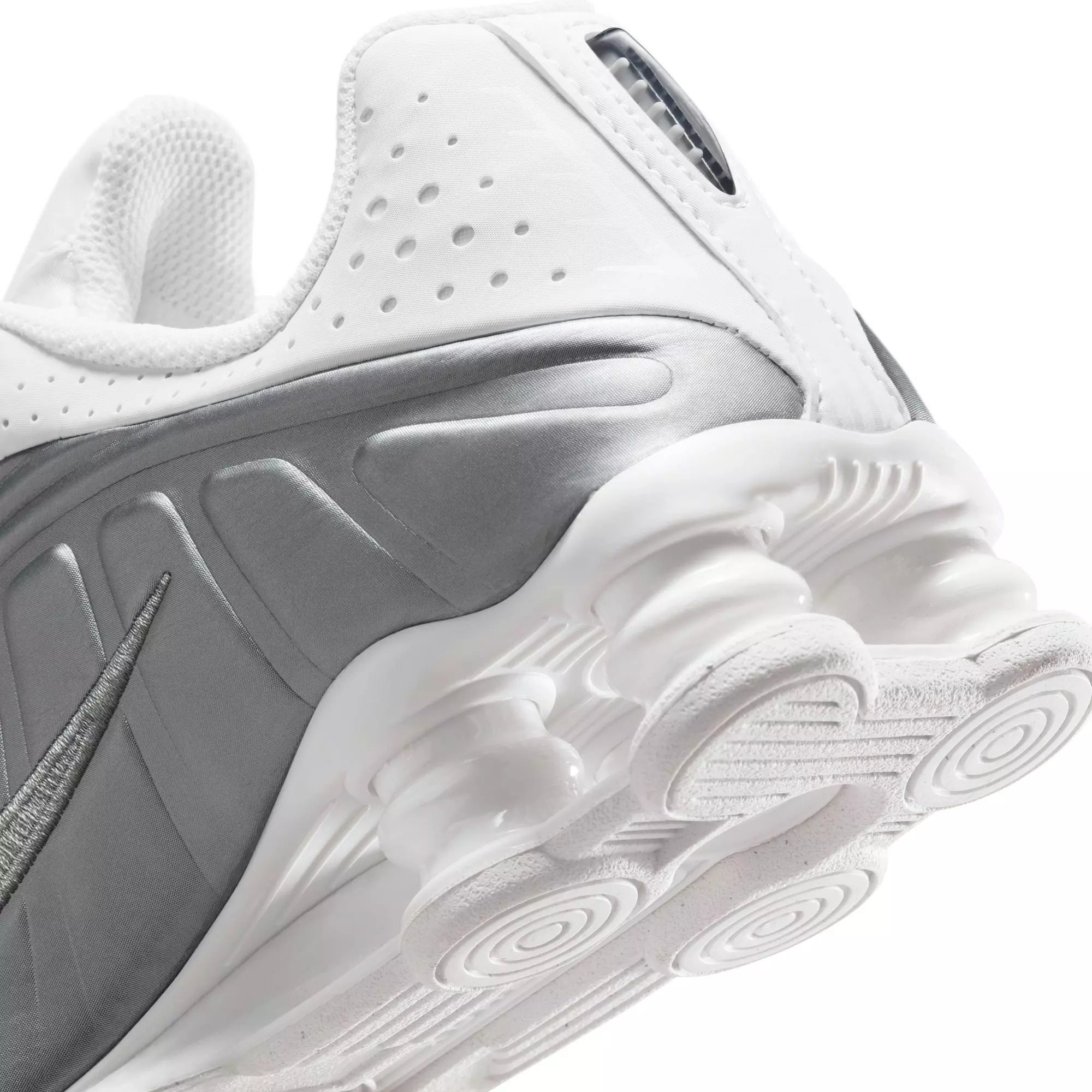 Nike Shox R4 "White/Metallic Silver" Grade School Boys' Shoe​ - WHITE/GREY