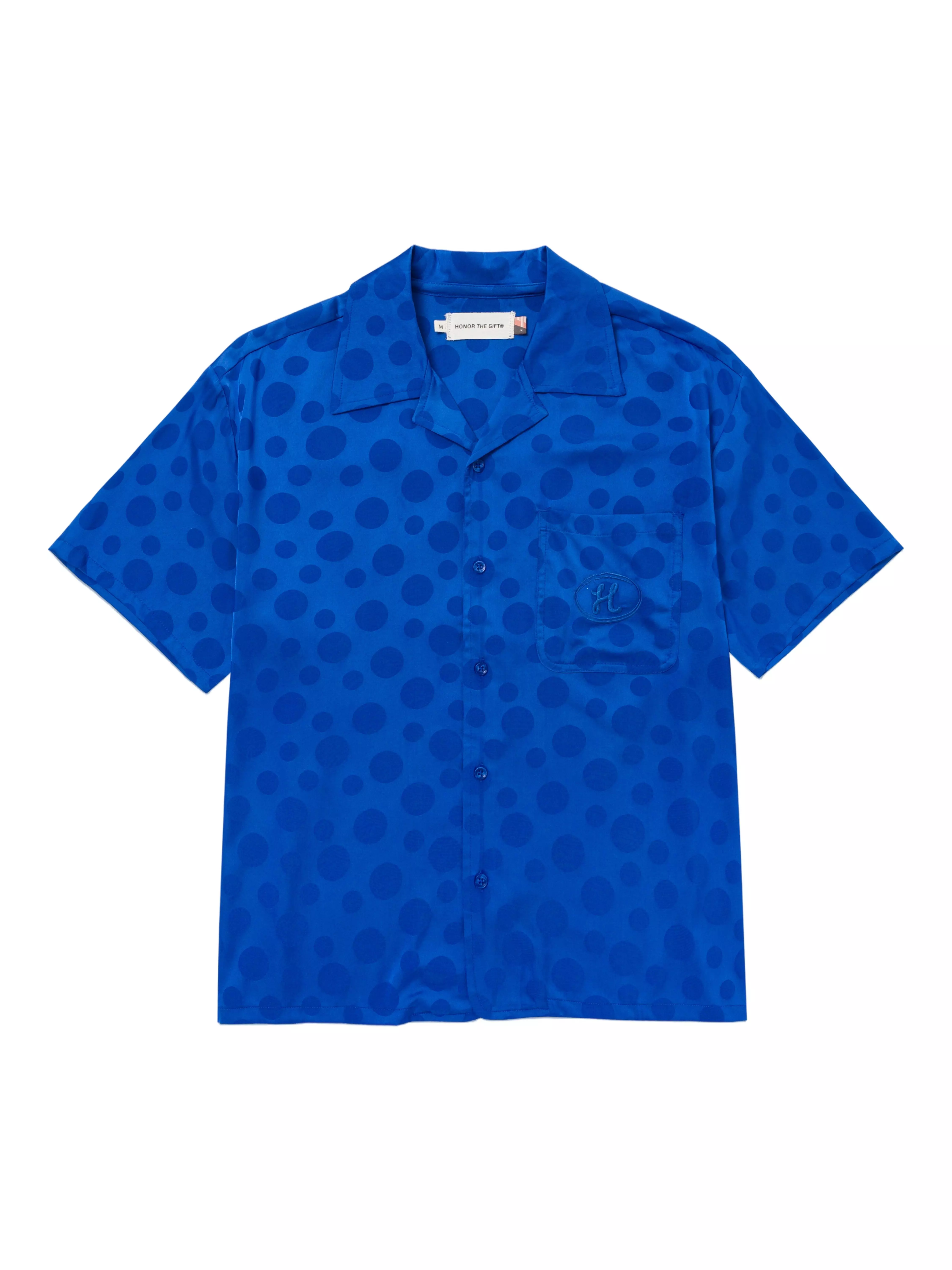 Honor The Gift Men's Polka Dot Camp Shirt - Blue - BLUE