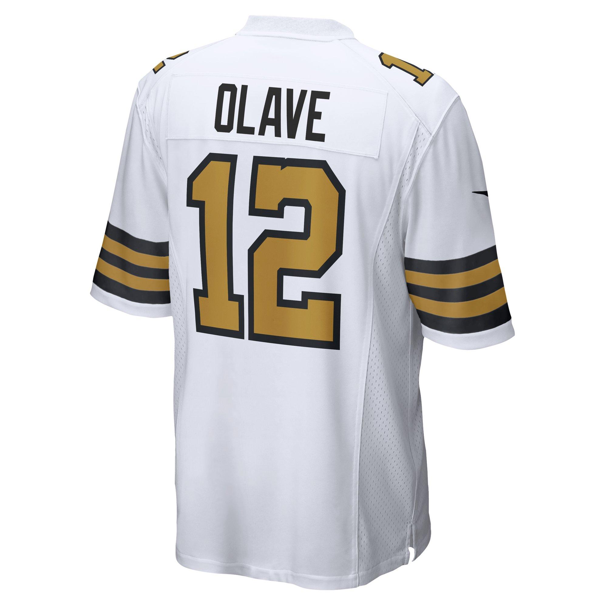Nike Men's New Orleans Saints 2025 Chris Olave Game Jersey-White/Gold - WHITE Thumbnail View 2