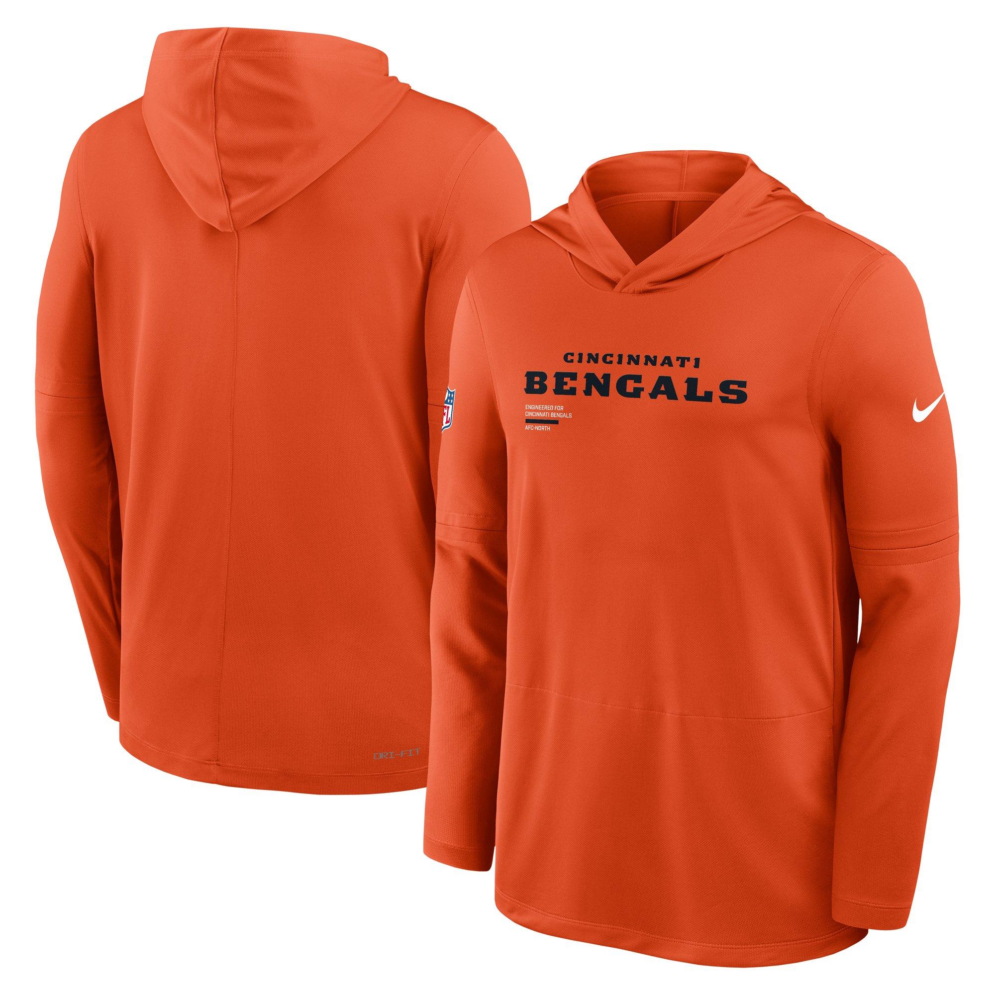 Nike Cincinnati Bengals Long Sleeve Hoodie Tee-Orange - ORANGE Thumbnail View 3