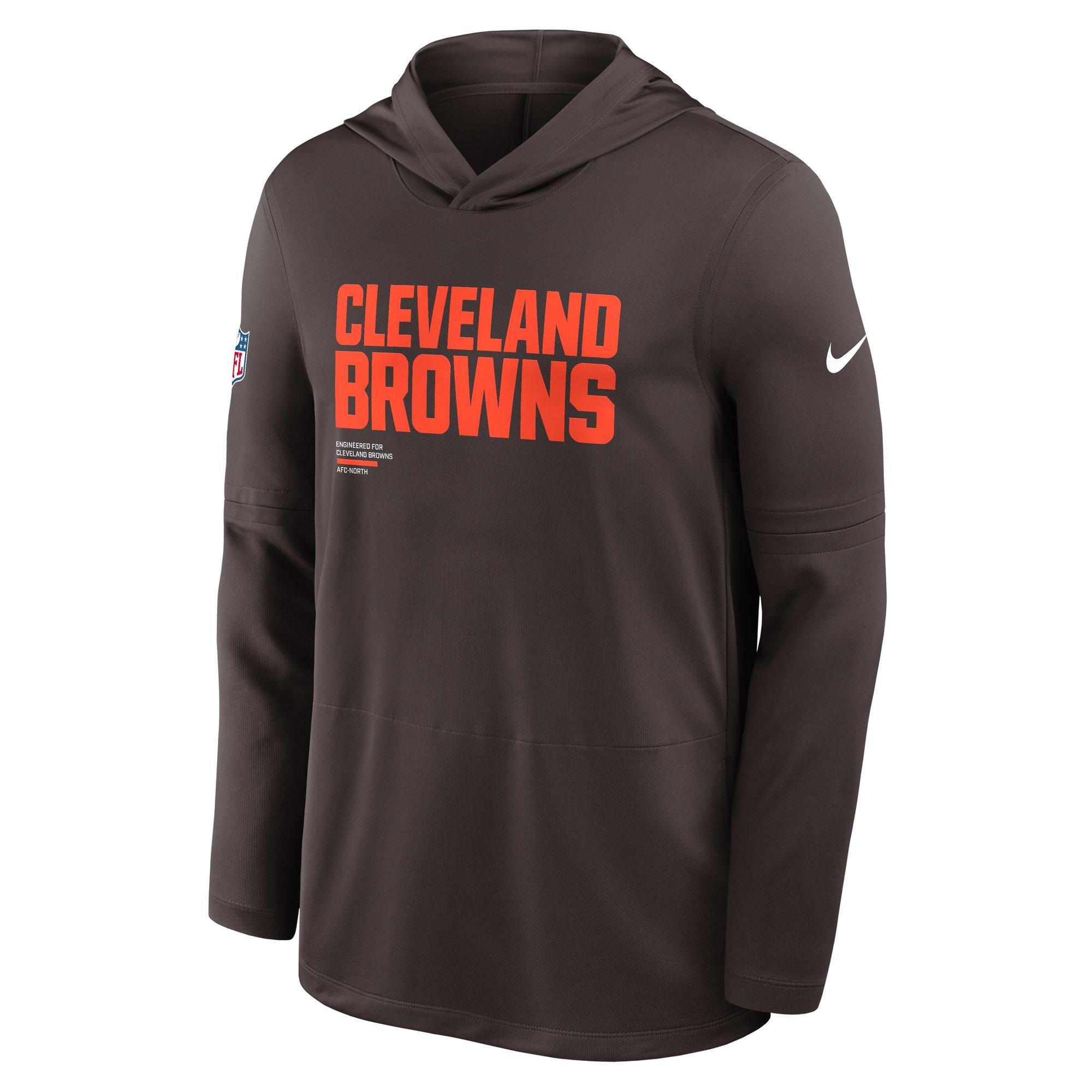 Nike Cleveland Browns Long Sleeve Hoodie Tee-Brown - BROWN Thumbnail View 1