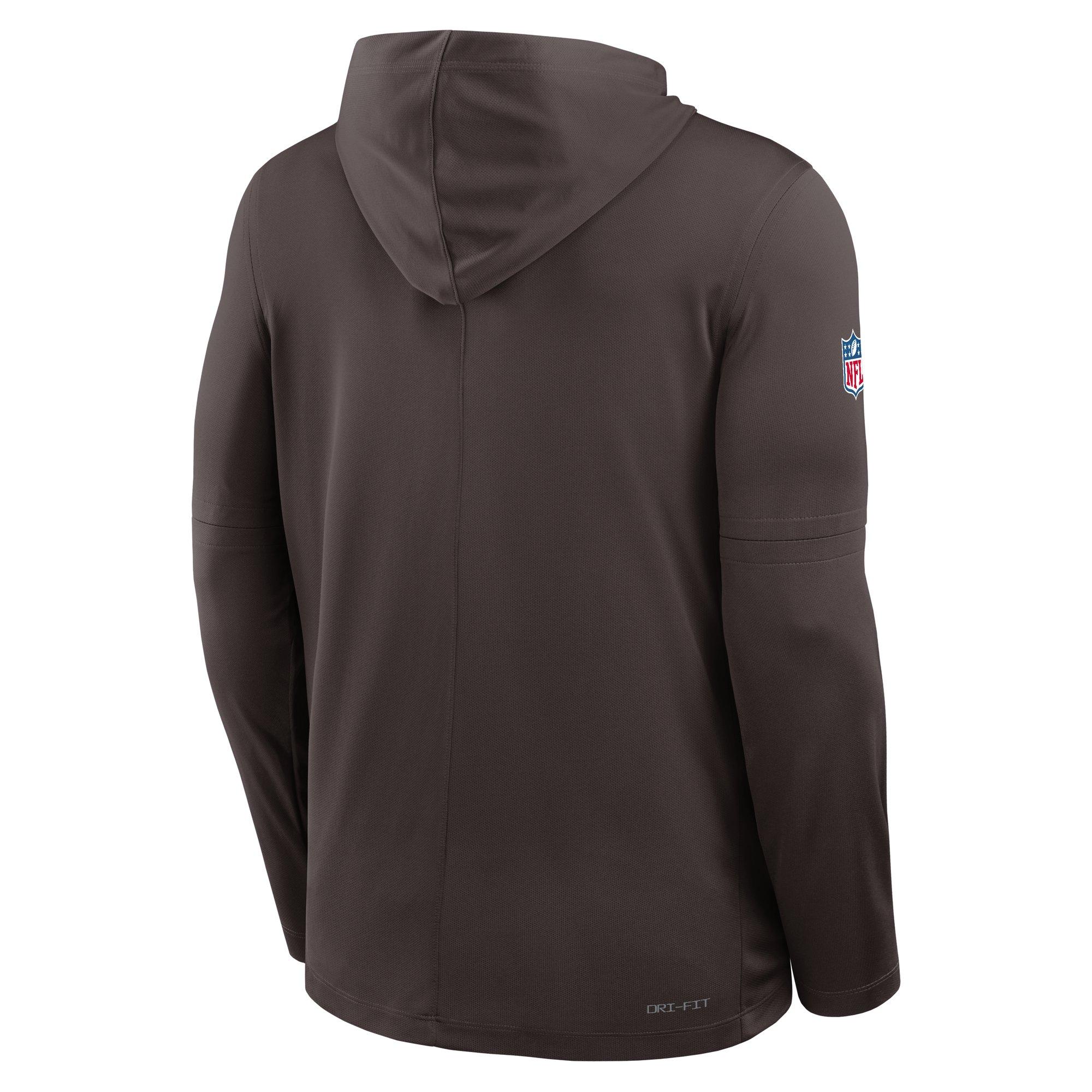 Nike Cleveland Browns Long Sleeve Hoodie Tee-Brown - BROWN Thumbnail View 2