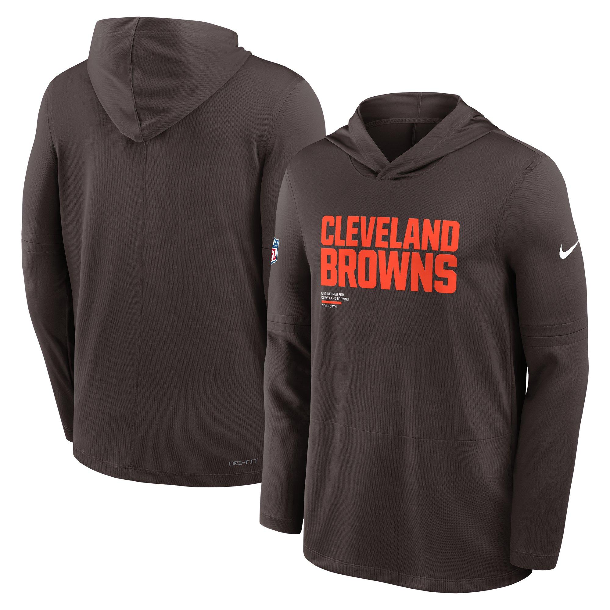 Nike Cleveland Browns Long Sleeve Hoodie Tee-Brown - BROWN Thumbnail View 3