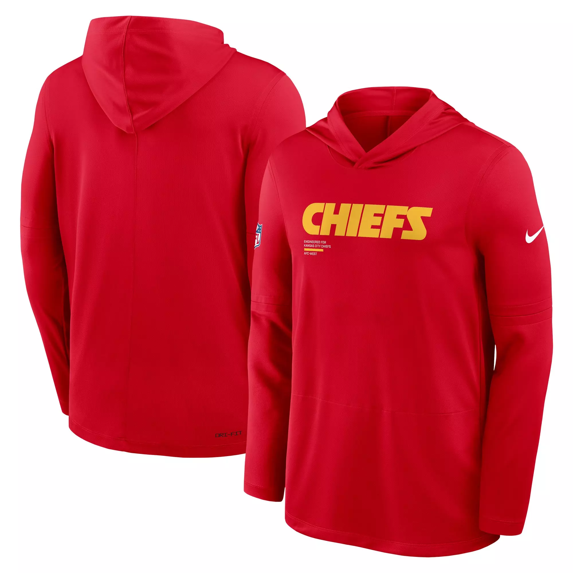 Nike Kansas City Chiefs Long Sleeve Hoodie Tee-Red - RED