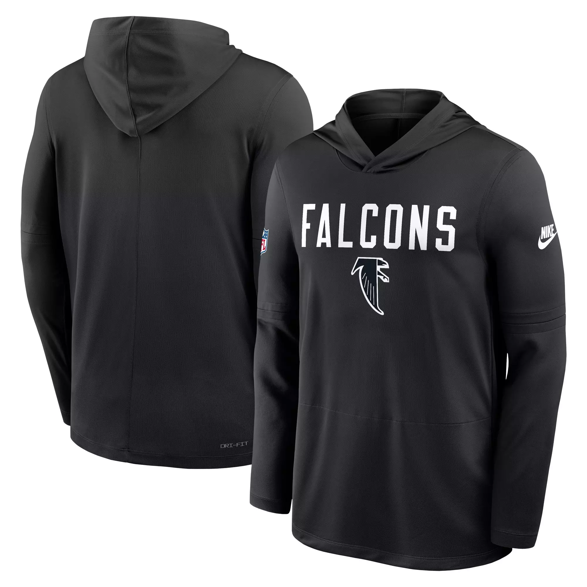 Nike Atlanta Falcons Long Sleeve Hoodie Tee-Black - BLACK