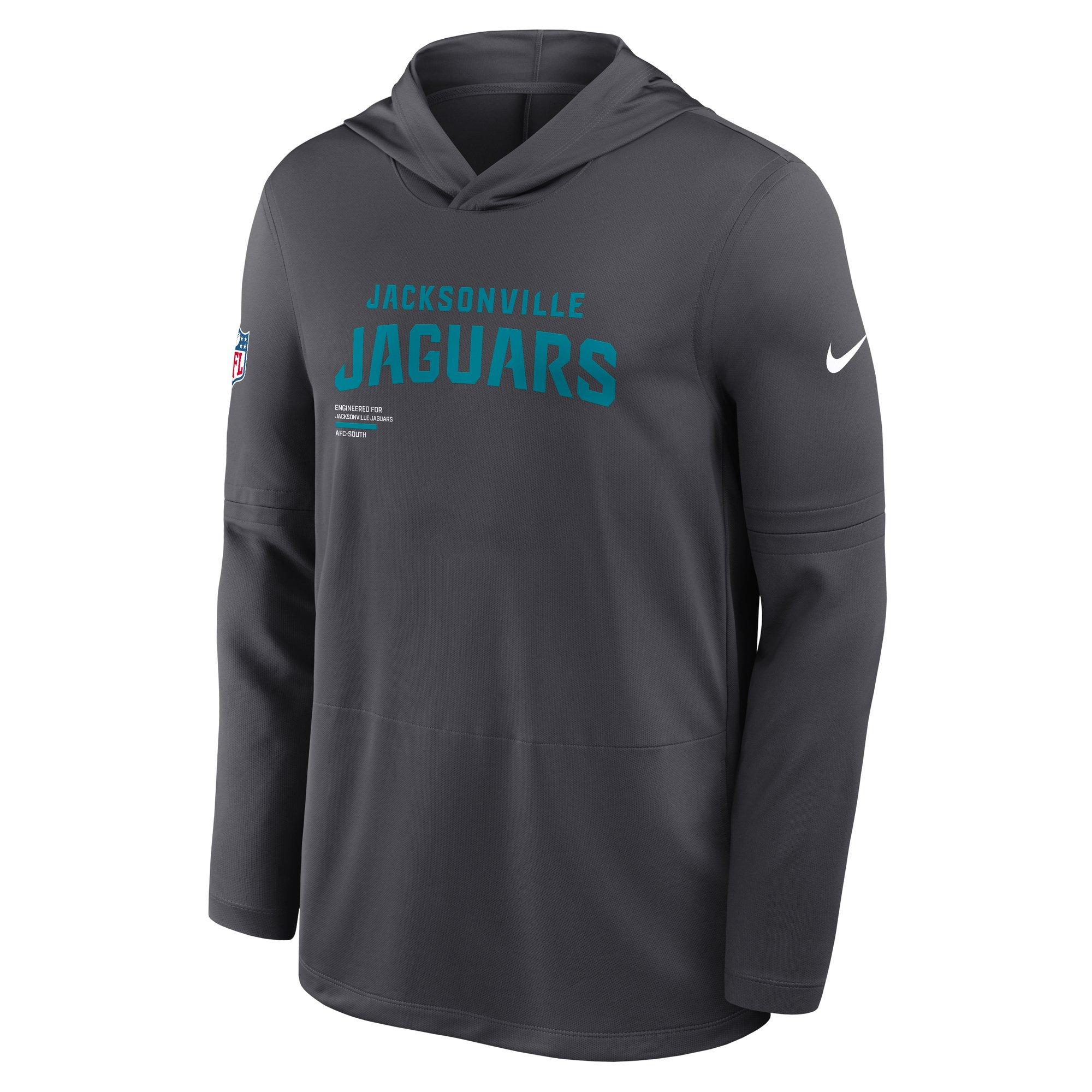 Nike Jacksonville Jaguars Long Sleeve Hoodie Tee-Grey - GREY Thumbnail View 1