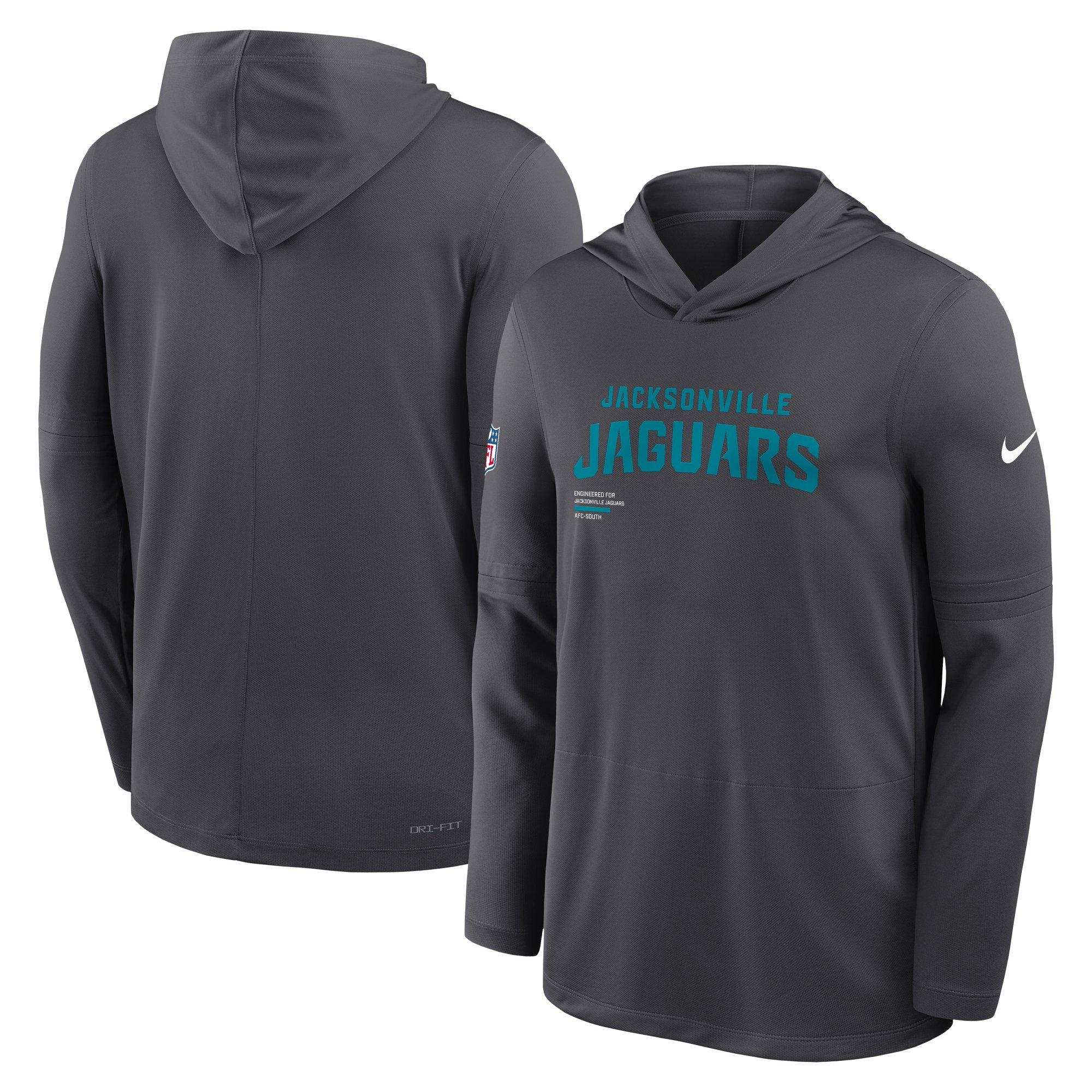 Nike Jacksonville Jaguars Long Sleeve Hoodie Tee-Grey - GREY Thumbnail View 3