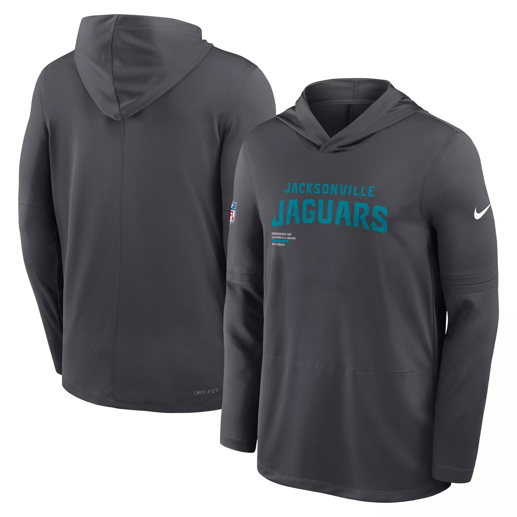 Nike Jacksonville Jaguars Long Sleeve Hoodie Tee-Grey - GREY