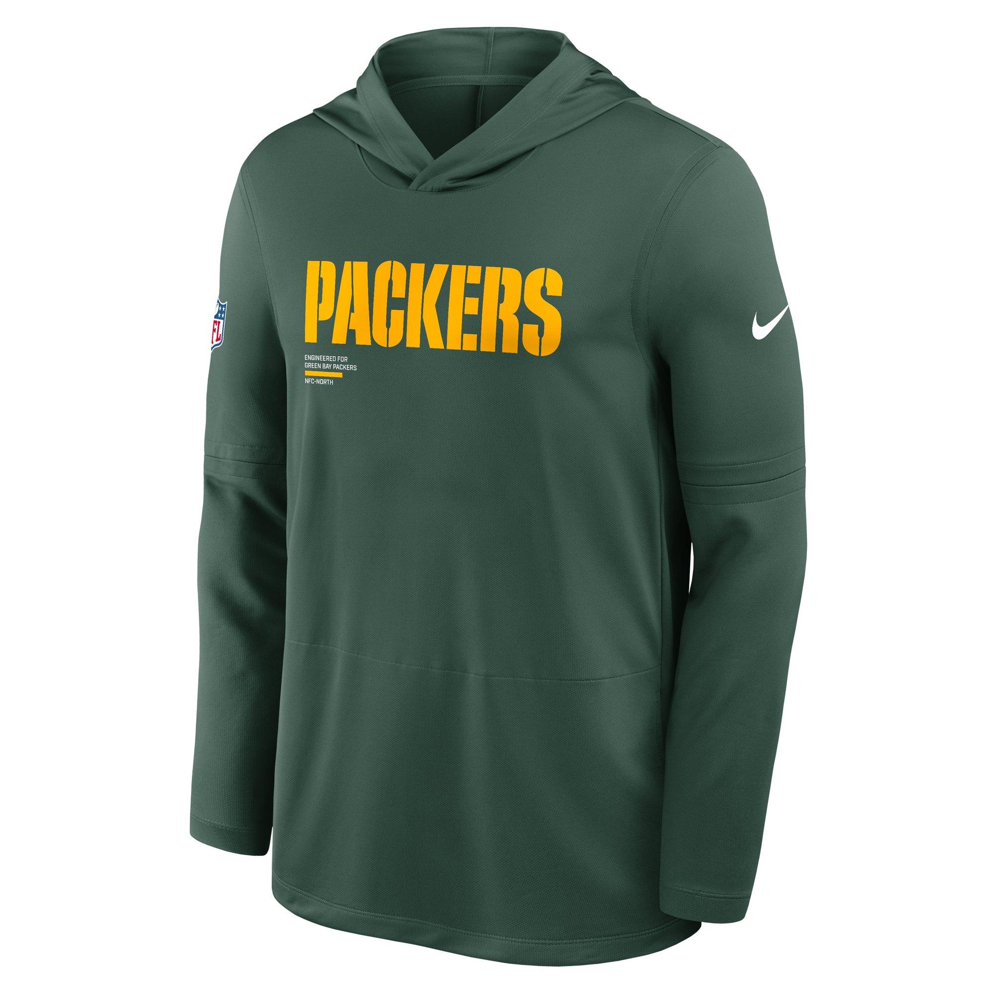 Nike Green Bay Packers Long Sleeve Hoodie Tee-Green - GREEN Thumbnail View 1