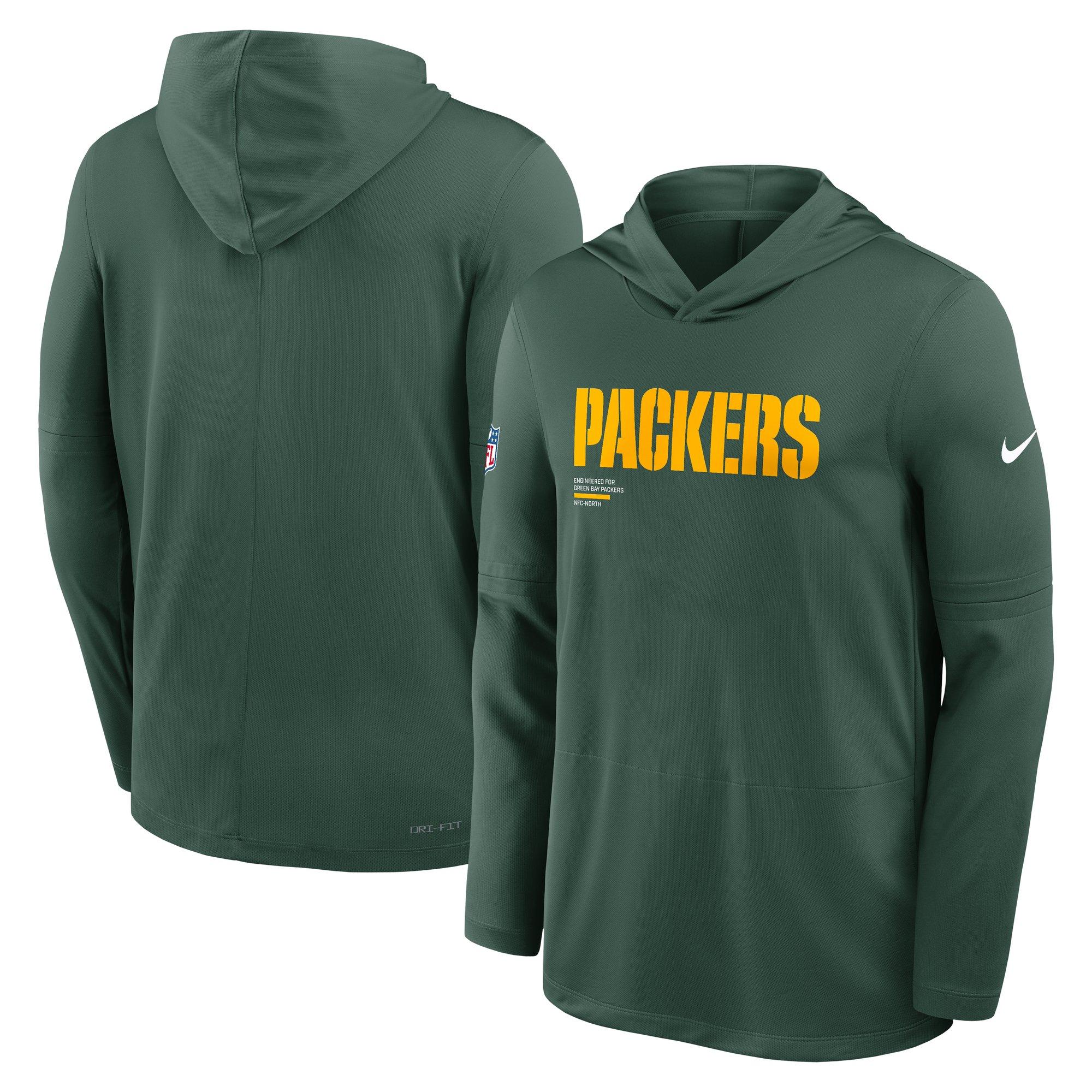 Nike Green Bay Packers Long Sleeve Hoodie Tee-Green - GREEN Thumbnail View 3
