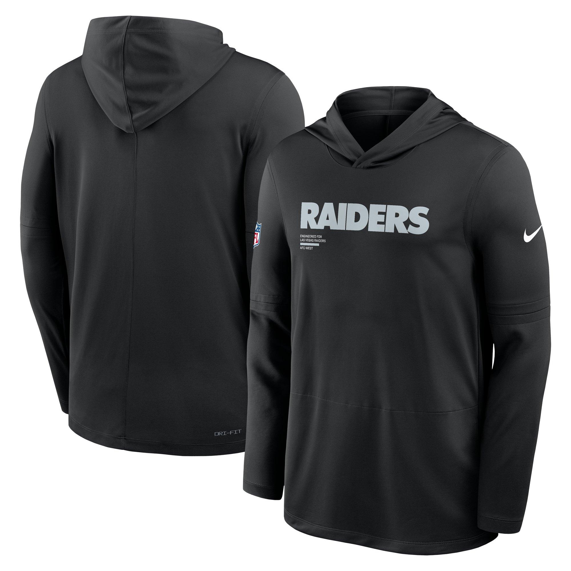 Nike Las Vegas Raiders Long Sleeve Hoodie Tee - Black - BLACK Thumbnail View 3