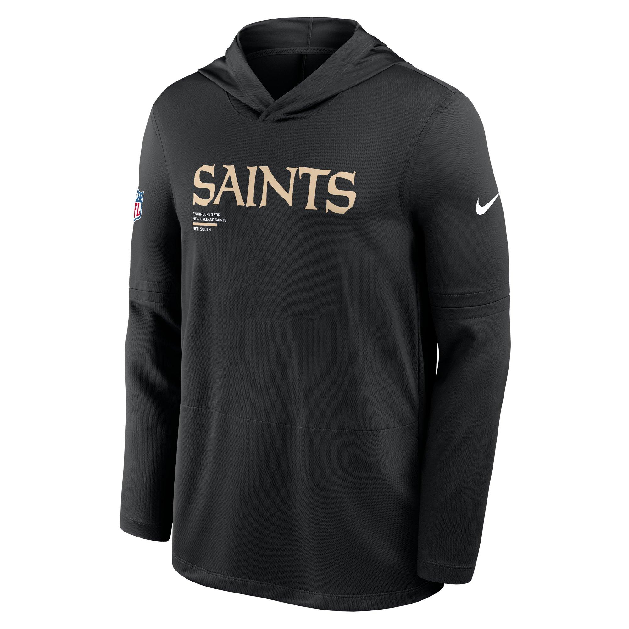 Nike New Orleans Saints Long Sleeve Hoodie Tee-Black - BLACK Thumbnail View 1