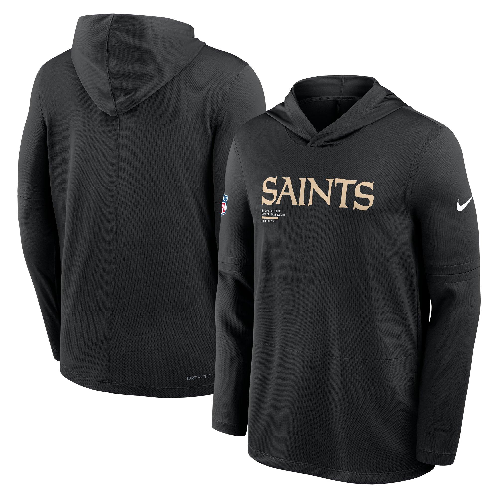Nike New Orleans Saints Long Sleeve Hoodie Tee-Black - BLACK Thumbnail View 3