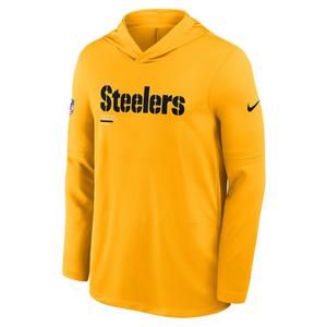 Nike Pittsburgh Steelers Long Sleeve Hoodie Tee-Yellow