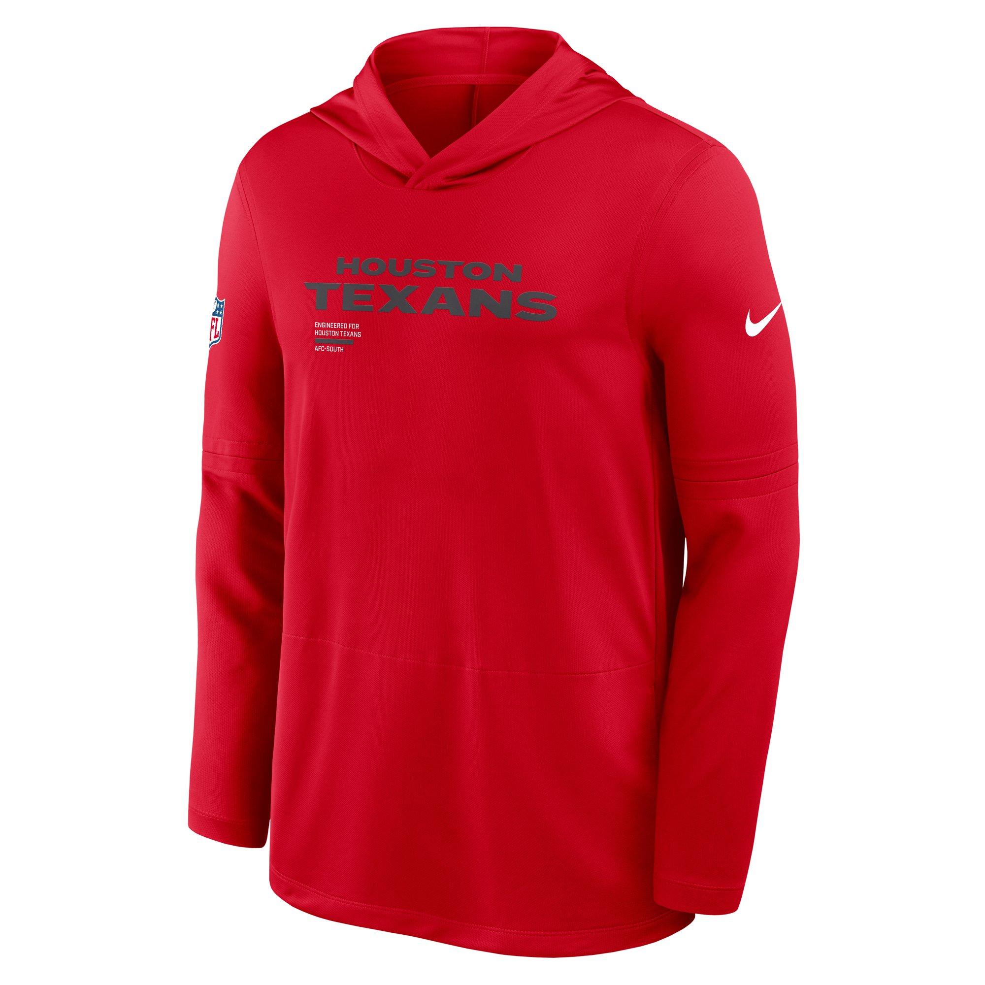Nike Houston Texans Long Sleeve Hoodie Tee-Red - RED Thumbnail View 1