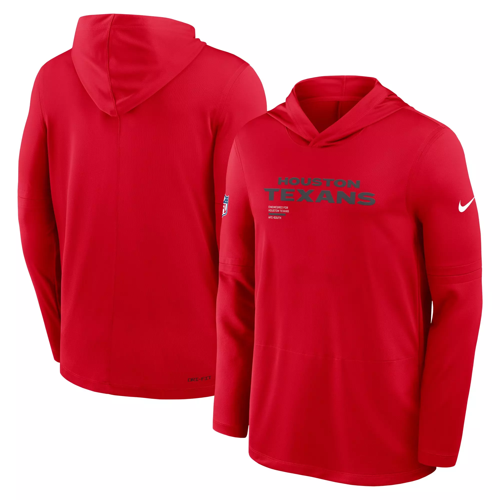 Nike Houston Texans Long Sleeve Hoodie Tee-Red - RED