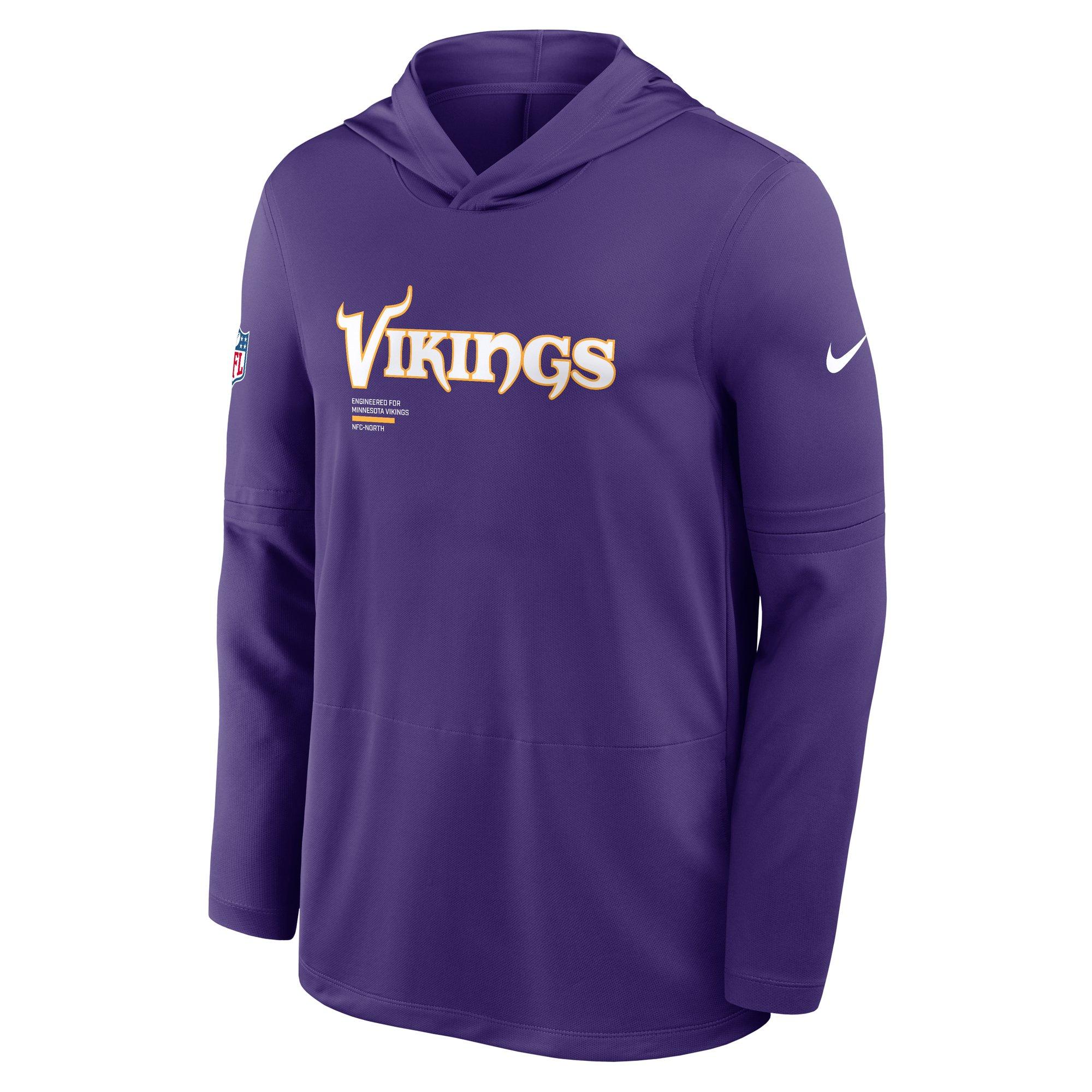 Nike Minnesota Vikings Long Sleeve Hoodie Tee-Purple - PURPLE Thumbnail View 1