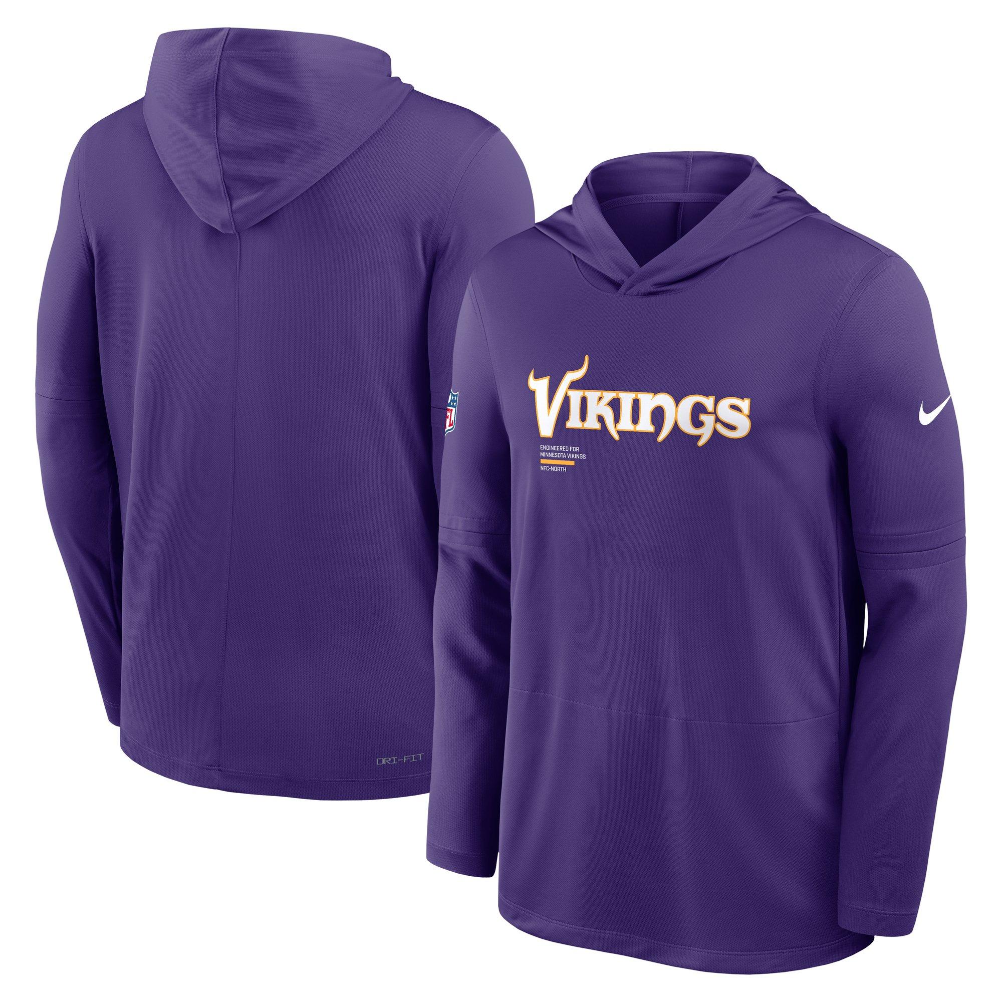 Nike Minnesota Vikings Long Sleeve Hoodie Tee-Purple - PURPLE Thumbnail View 3