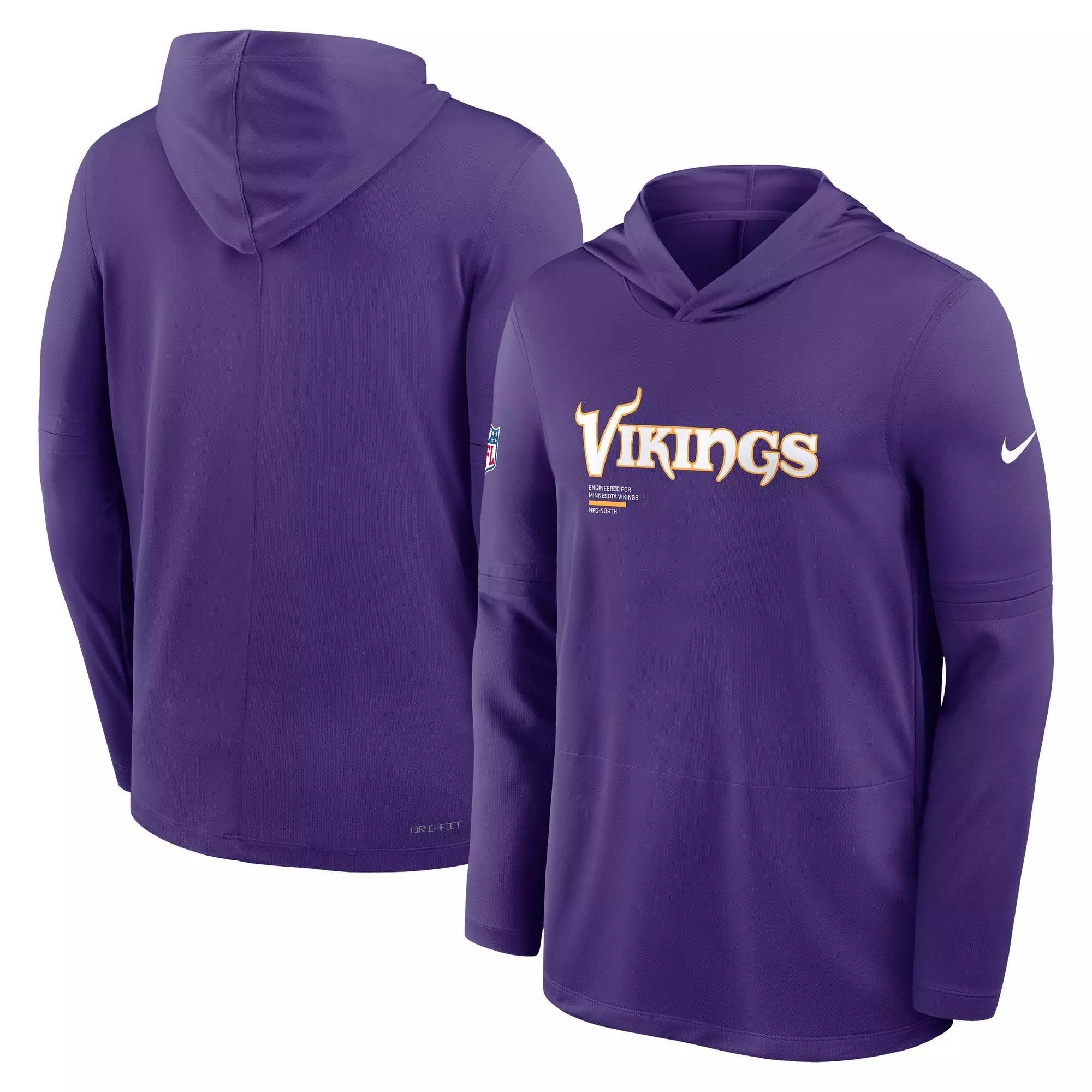 Nike Minnesota Vikings Long Sleeve Hoodie Tee-Purple - PURPLE