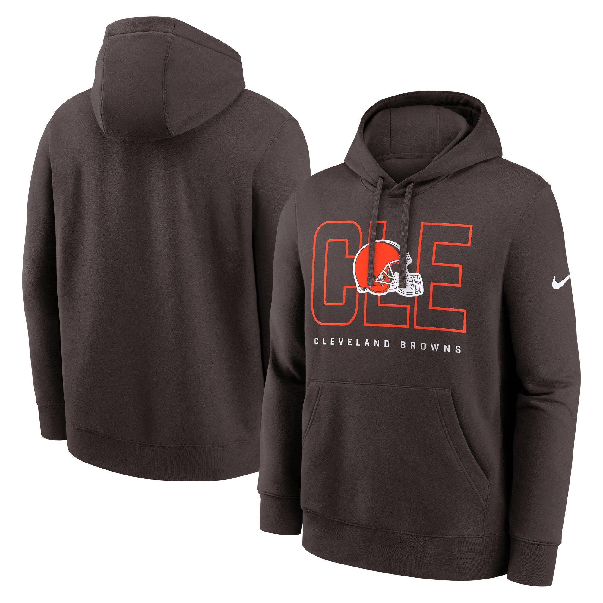 Nike Men's Cleveland Browns 2025 Club Hoodie-Brown - BROWN Thumbnail View 3