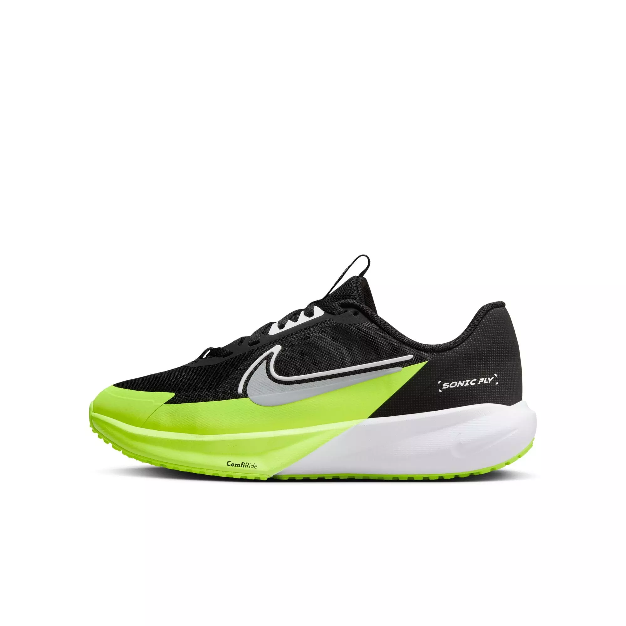 Nike Sonic Fly "Black/Wolf Grey/White/Volt" Grade School Boys' Running Shoe - BLACK/VOLT