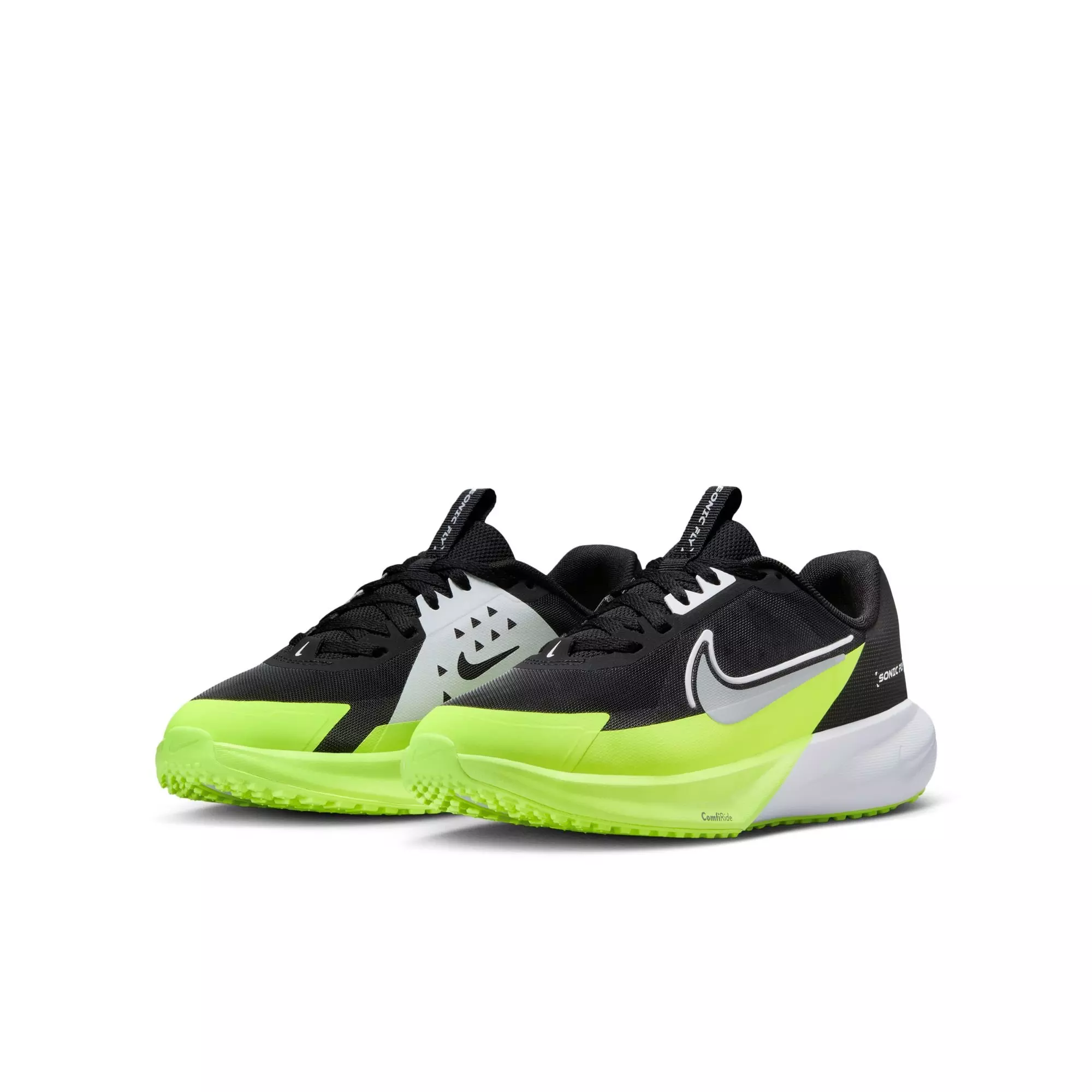 Nike Sonic Fly "Black/Wolf Grey/White/Volt" Grade School Boys' Running Shoe - BLACK/VOLT