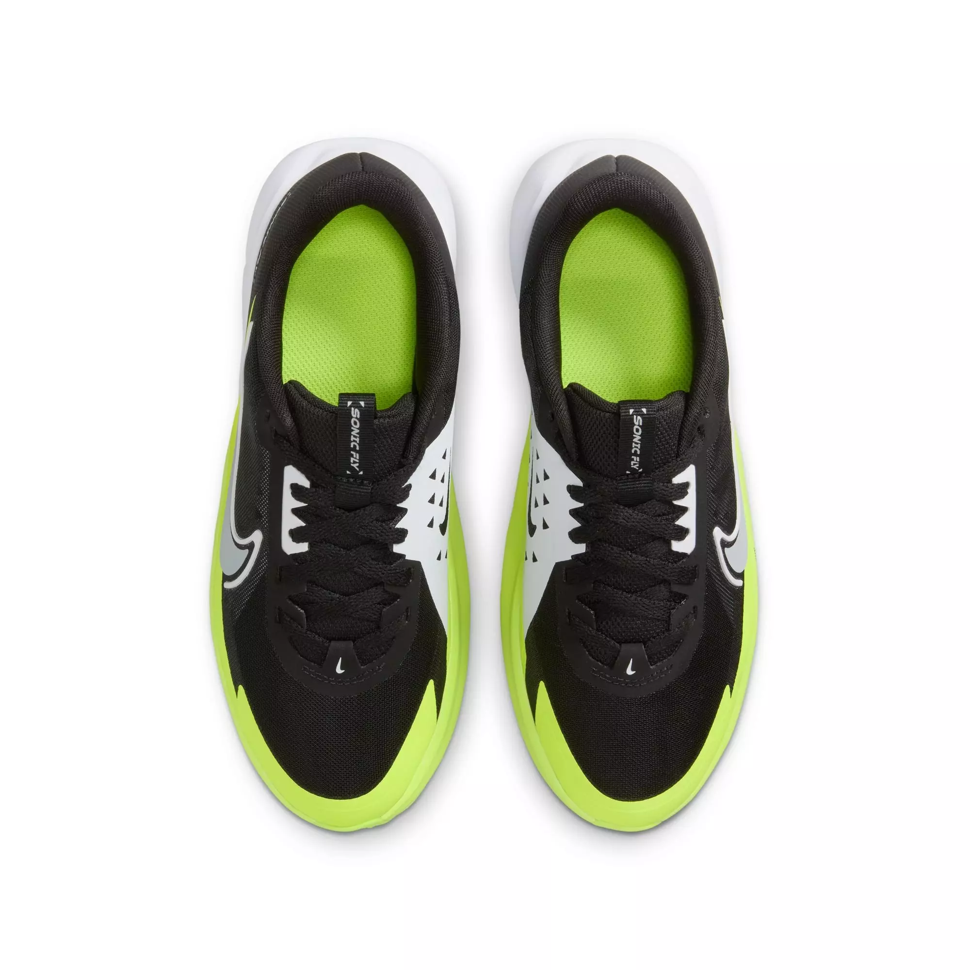 Nike Sonic Fly "Black/Wolf Grey/White/Volt" Grade School Boys' Running Shoe - BLACK/VOLT