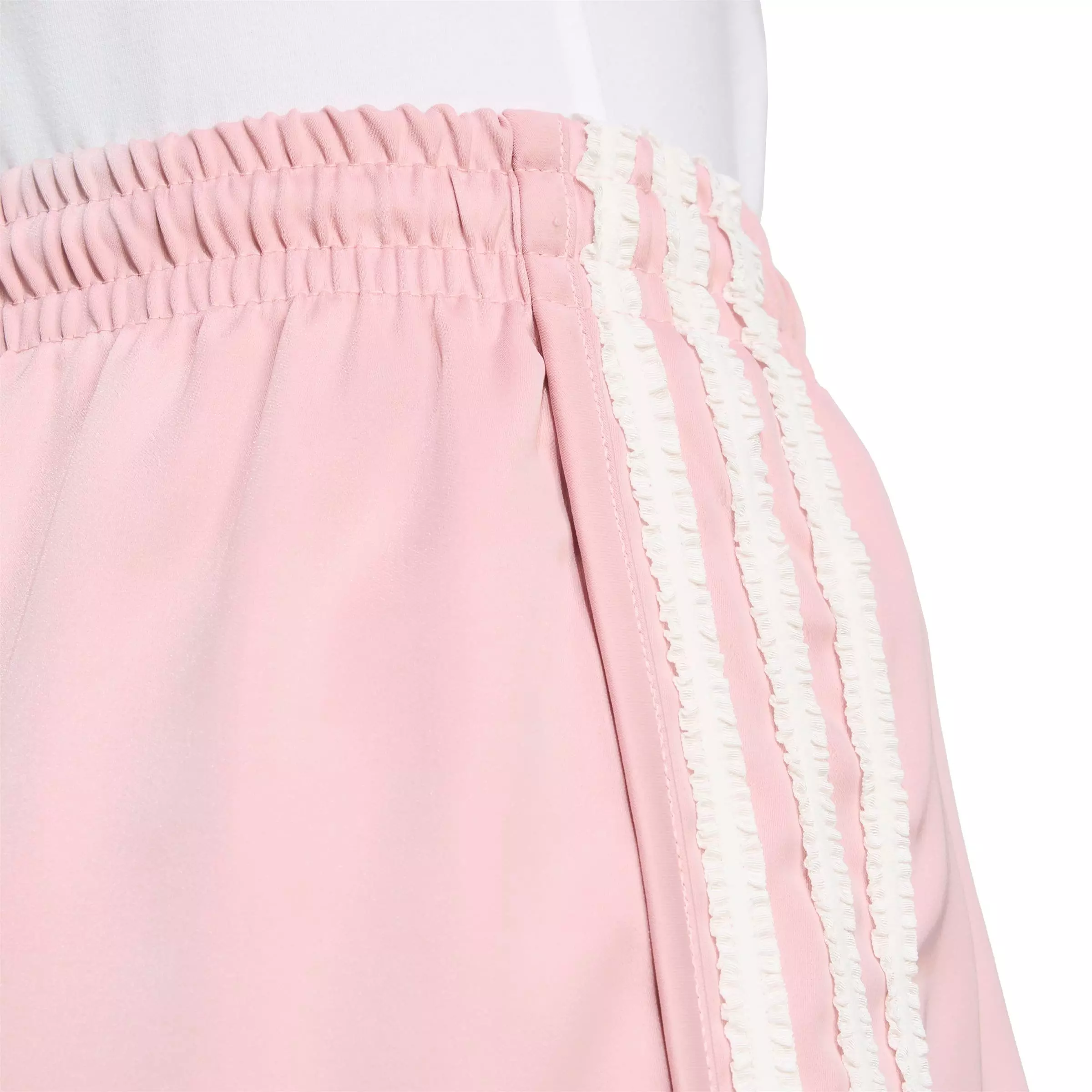 adidas Originals Women's Satin Ruffle 3-Stripes Shorts - PINK