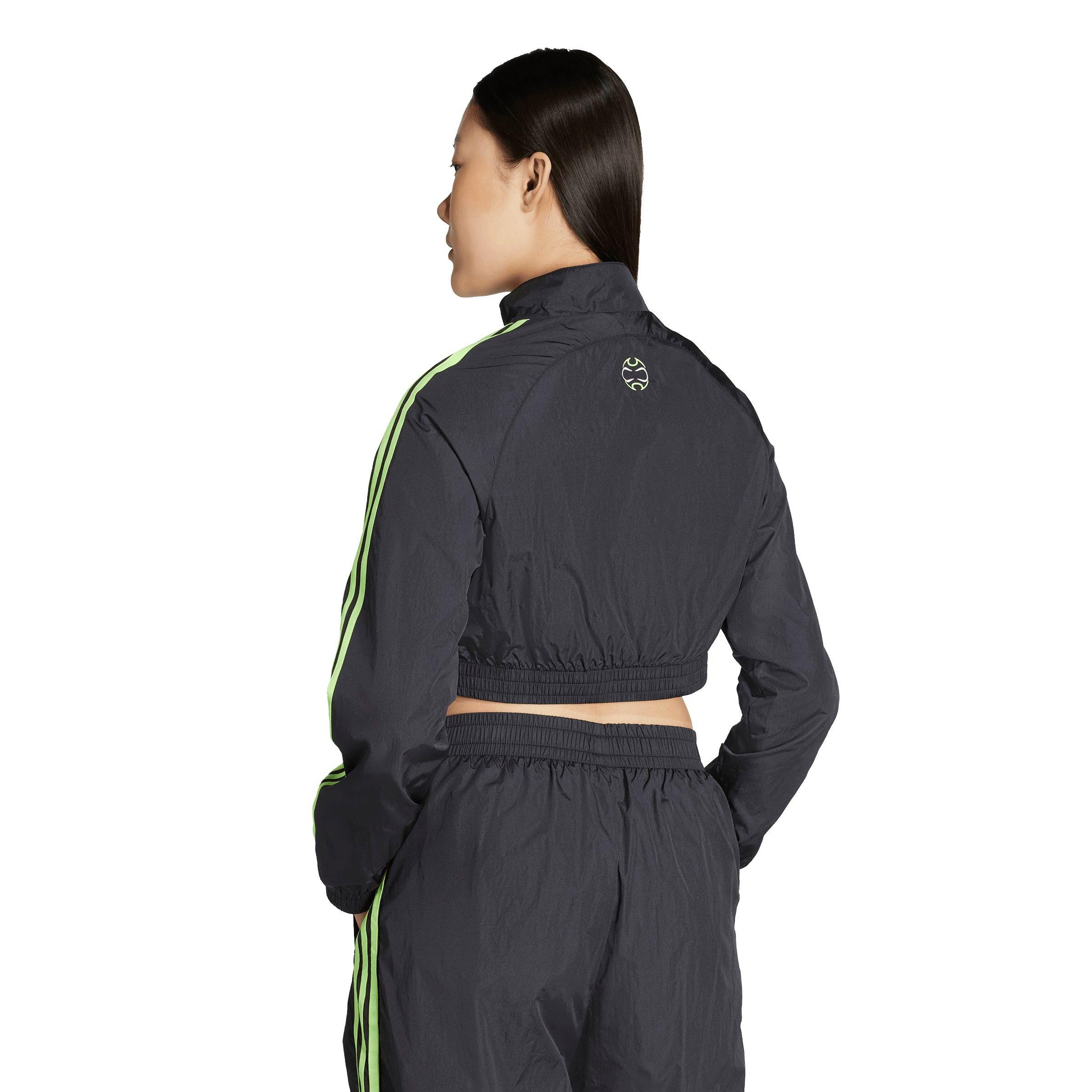 adidas Originals Women's Teamgeist Adicolor Cropped Track Jacket - BLACK/GREEN Thumbnail View 2