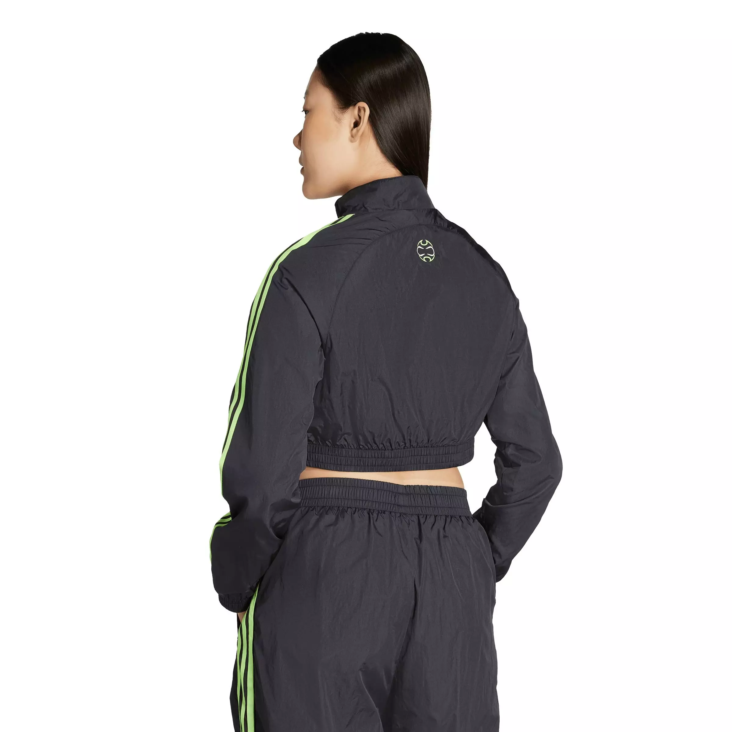 adidas Originals Women's Teamgeist Adicolor Cropped Track Jacket - BLACK/GREEN