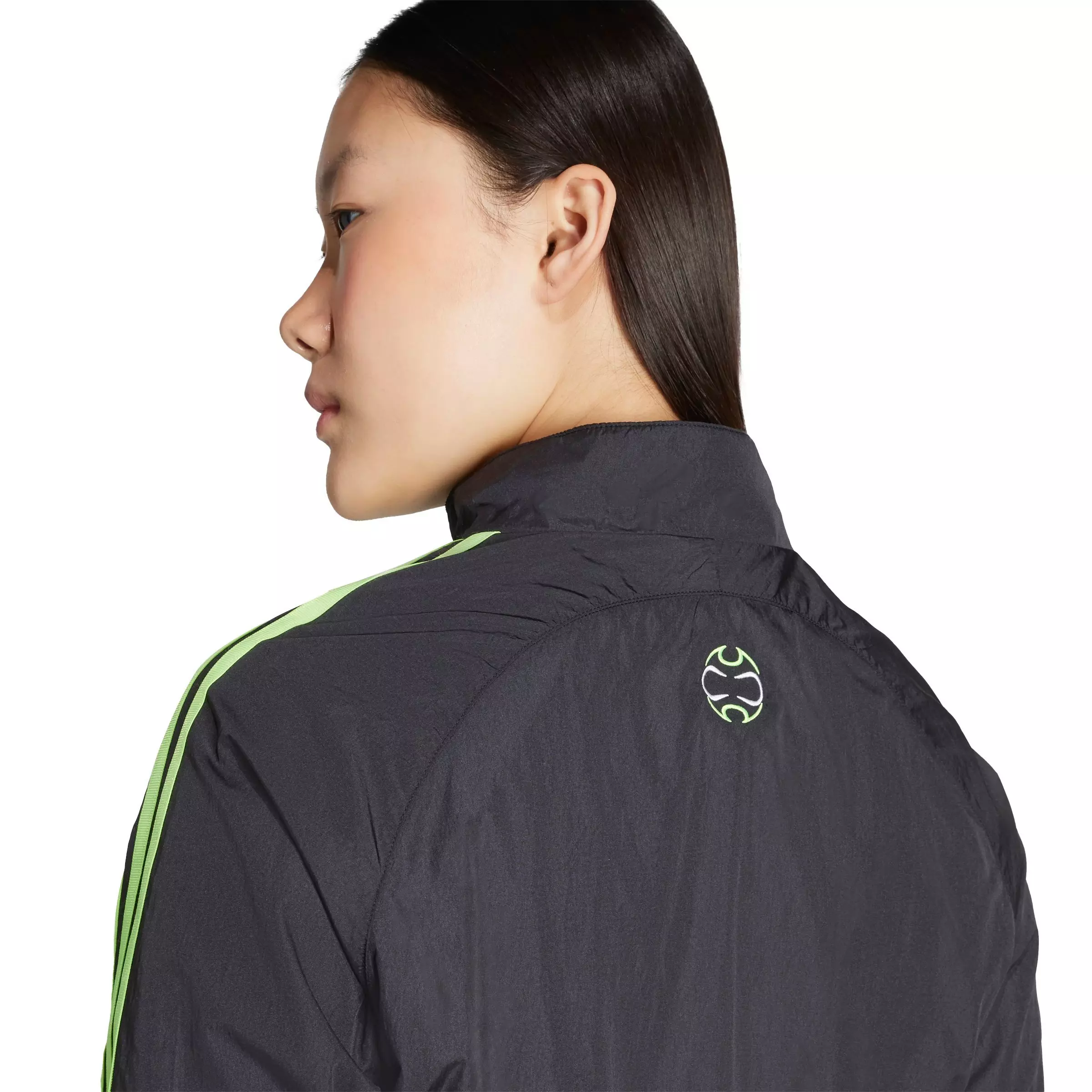 adidas Originals Women's Teamgeist Adicolor Cropped Track Jacket - BLACK/GREEN