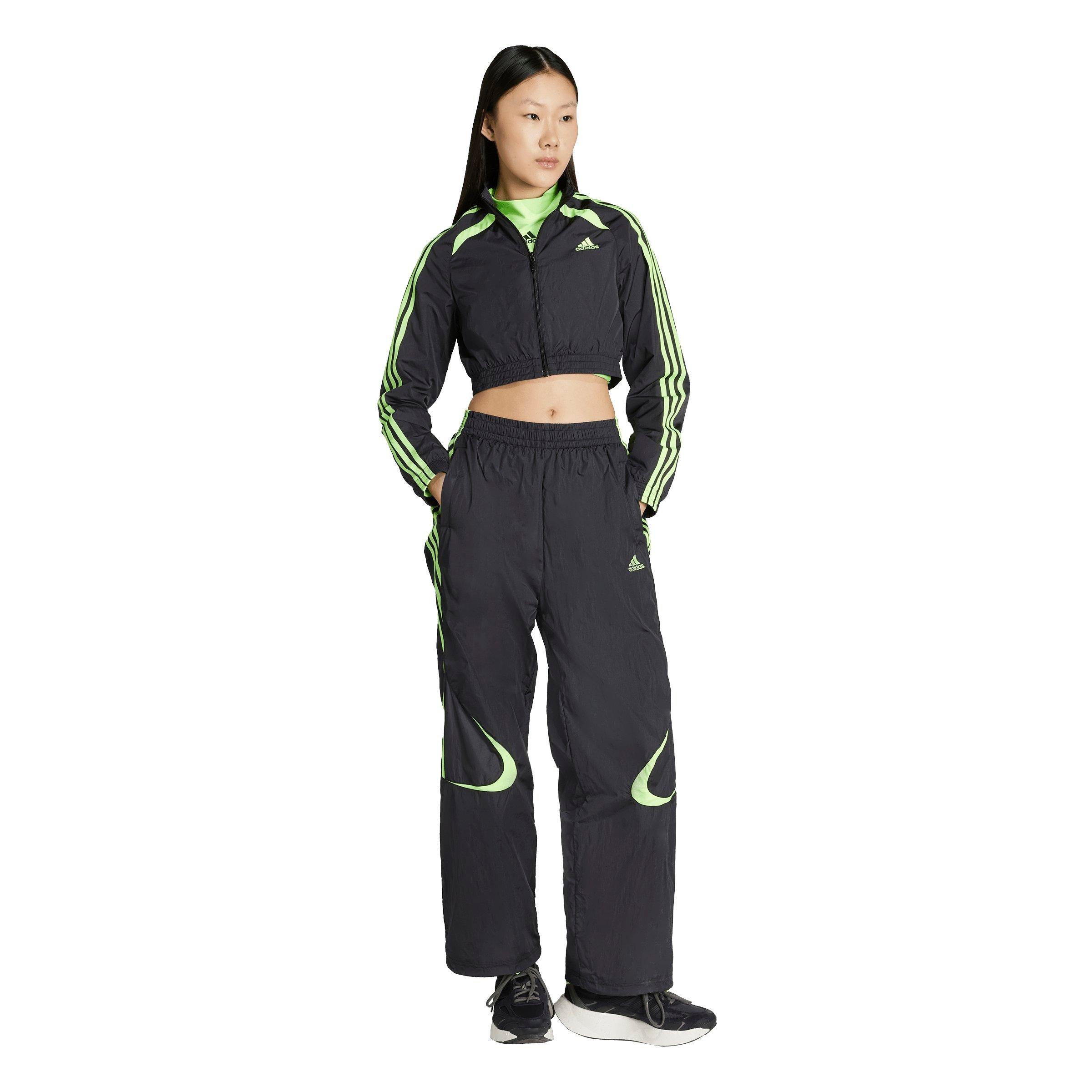 adidas Originals Women's Teamgeist Adicolor Cropped Track Jacket - BLACK/GREEN Thumbnail View 5