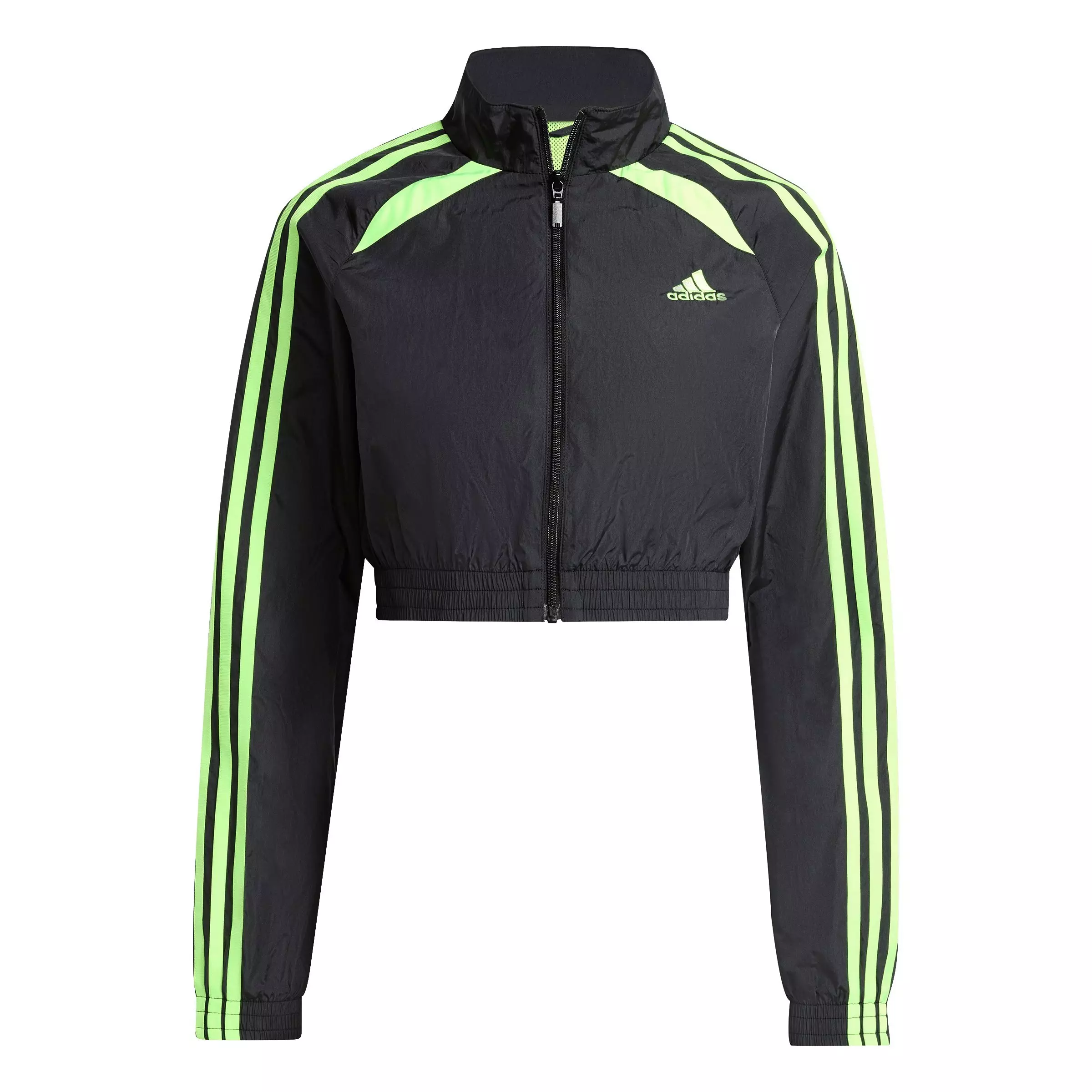 adidas Originals Women's Teamgeist Adicolor Cropped Track Jacket - BLACK/GREEN