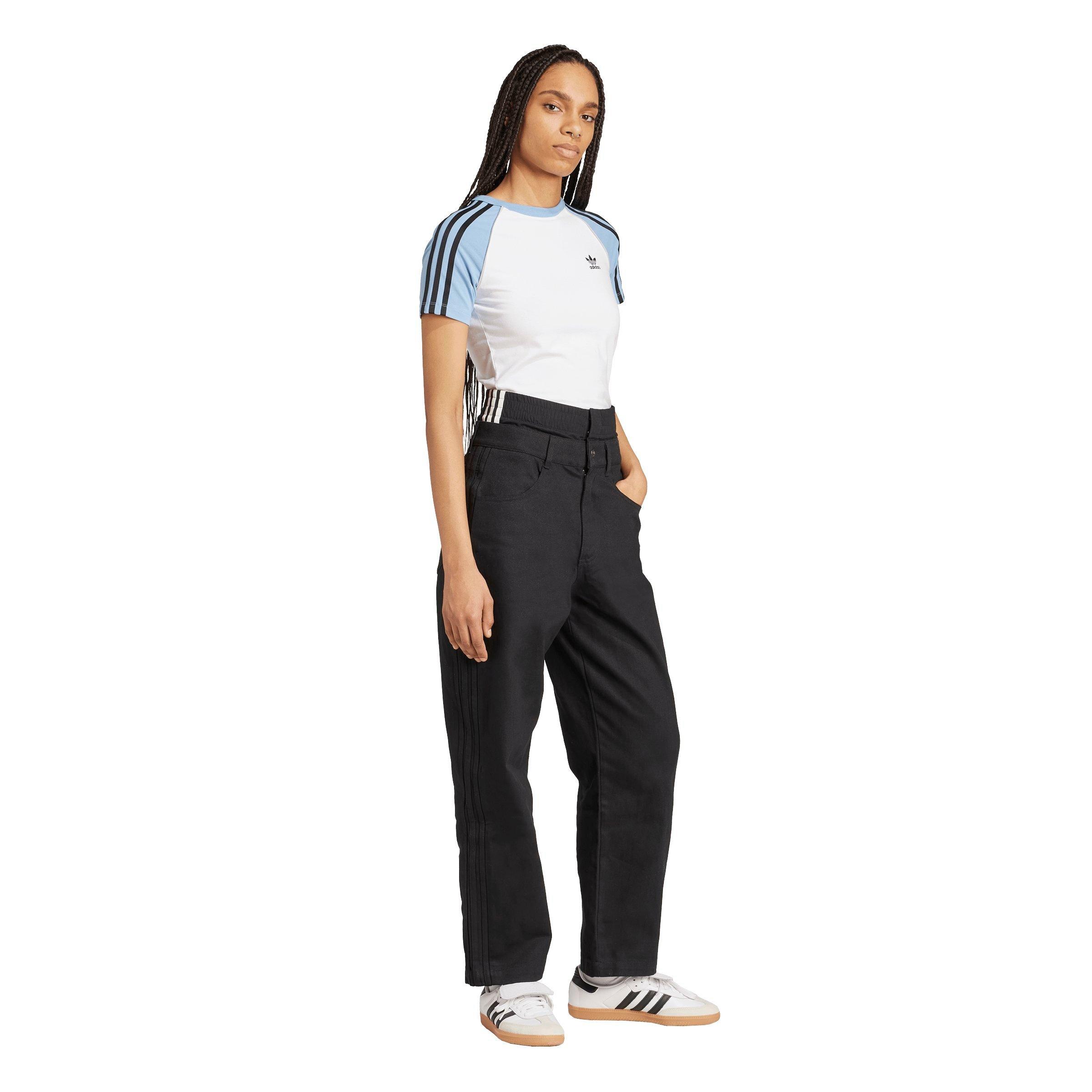 adidas Originals Women's Adicolor 3-Stripes Raglan Slim Tee - WHITE/BLUE Thumbnail View 5