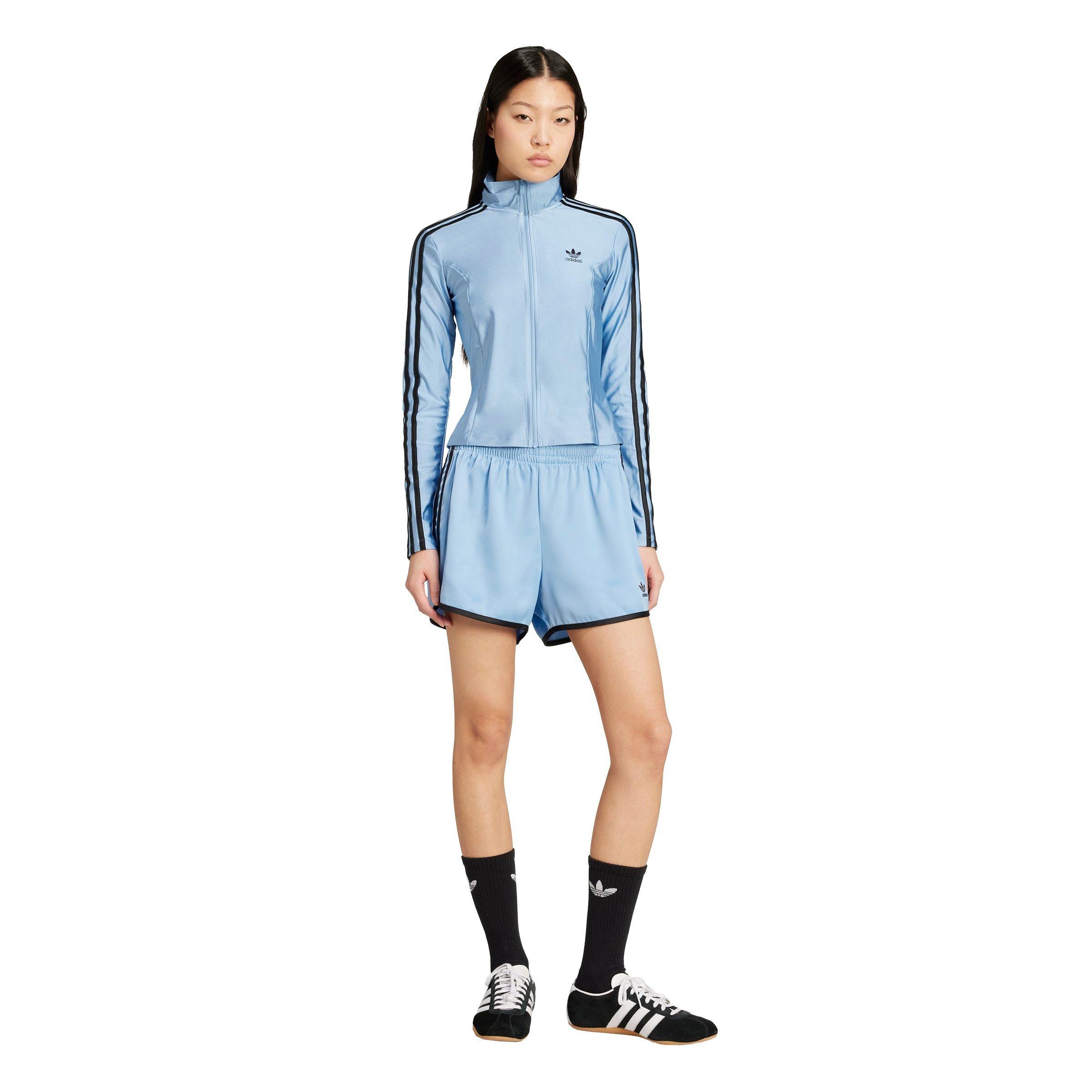 adidas Originals Women's Adicolor 3-Stripes Sprinter Shorts - BLUE/BLACK Thumbnail View 5