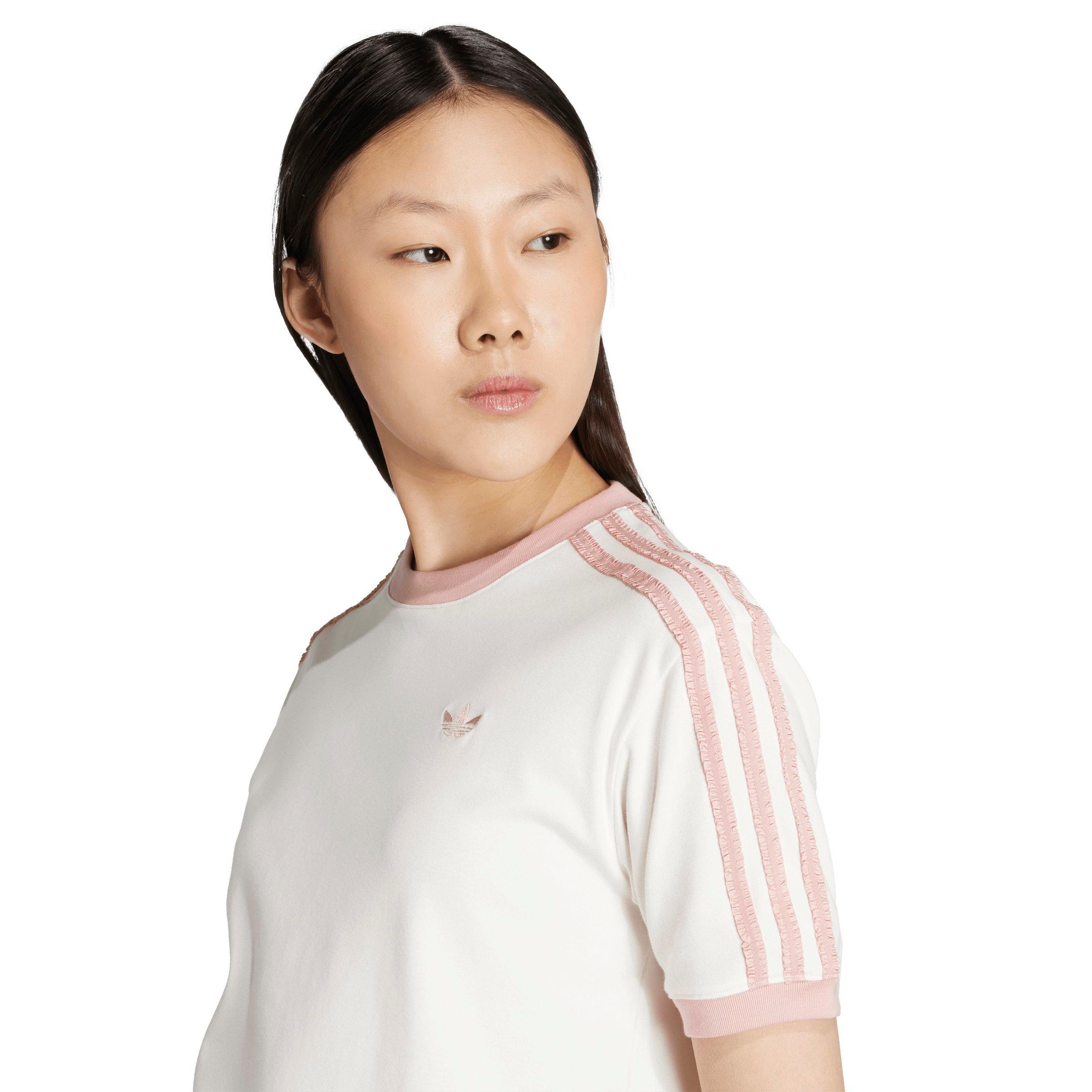 adidas Originals Women's Ruffle 3-Stripes Tee - WHITE Thumbnail View 3