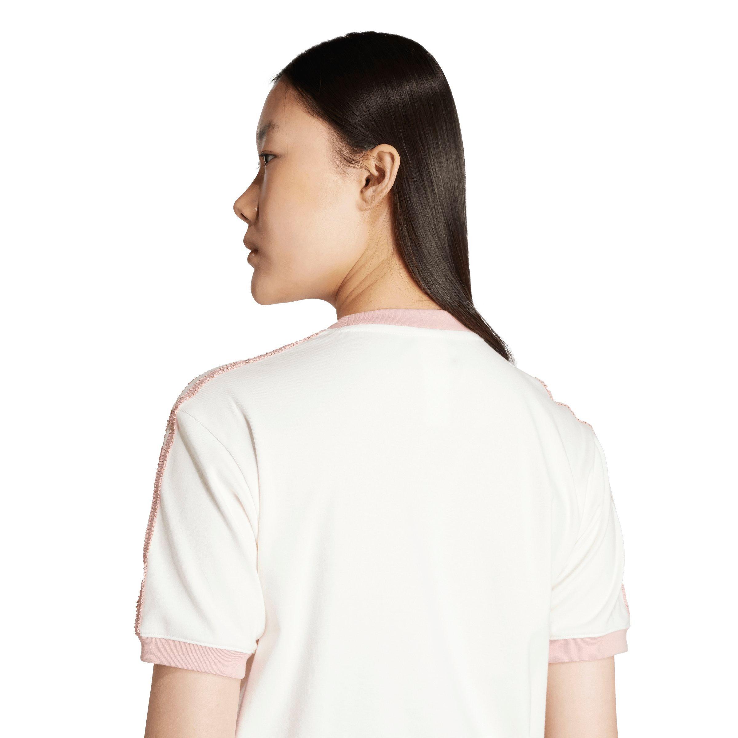 adidas Originals Women's Ruffle 3-Stripes Tee - WHITE Thumbnail View 4