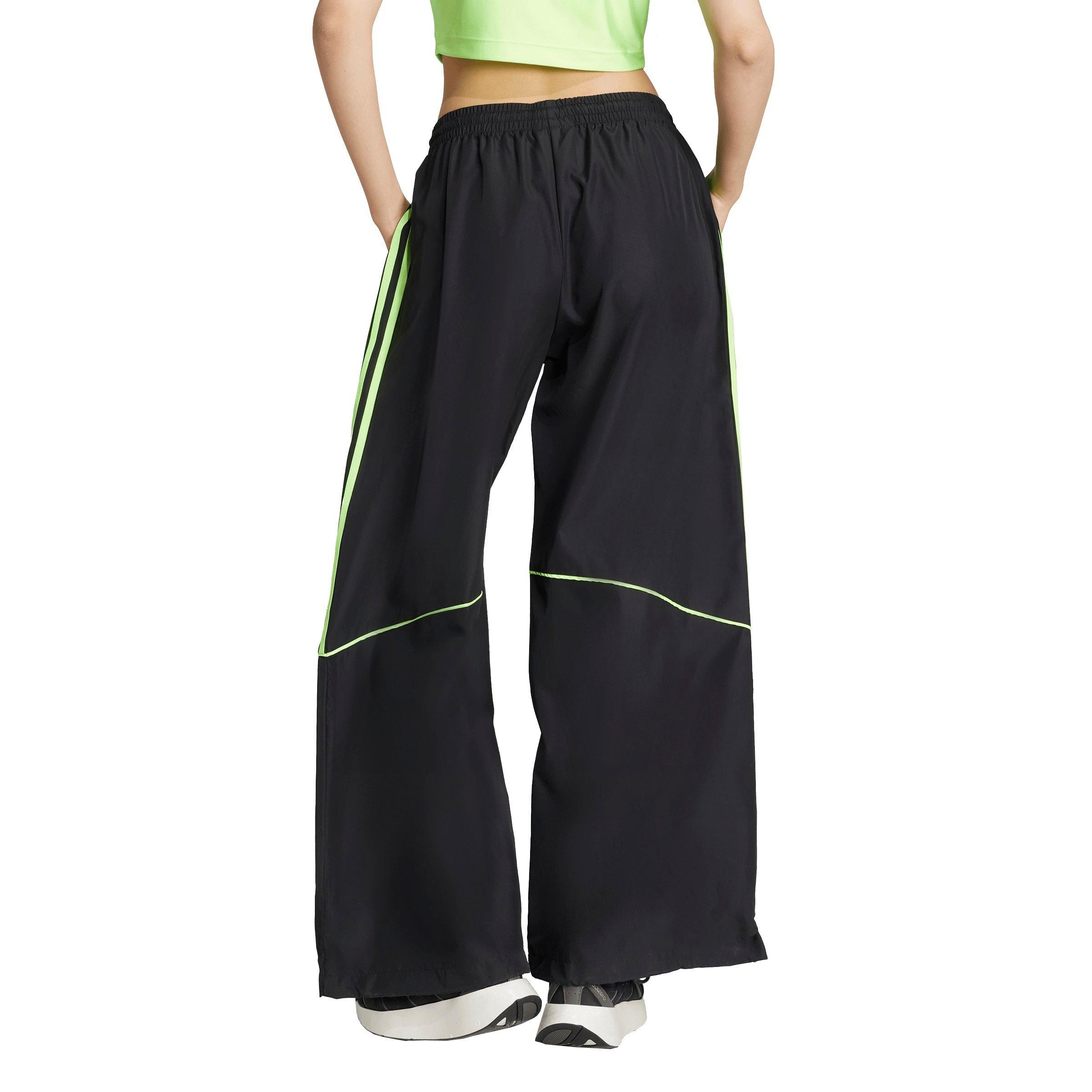 adidas Women's Teamgeist Adicolor Oversized Woven Track Pant​s - BLACK/GREEN Thumbnail View 2
