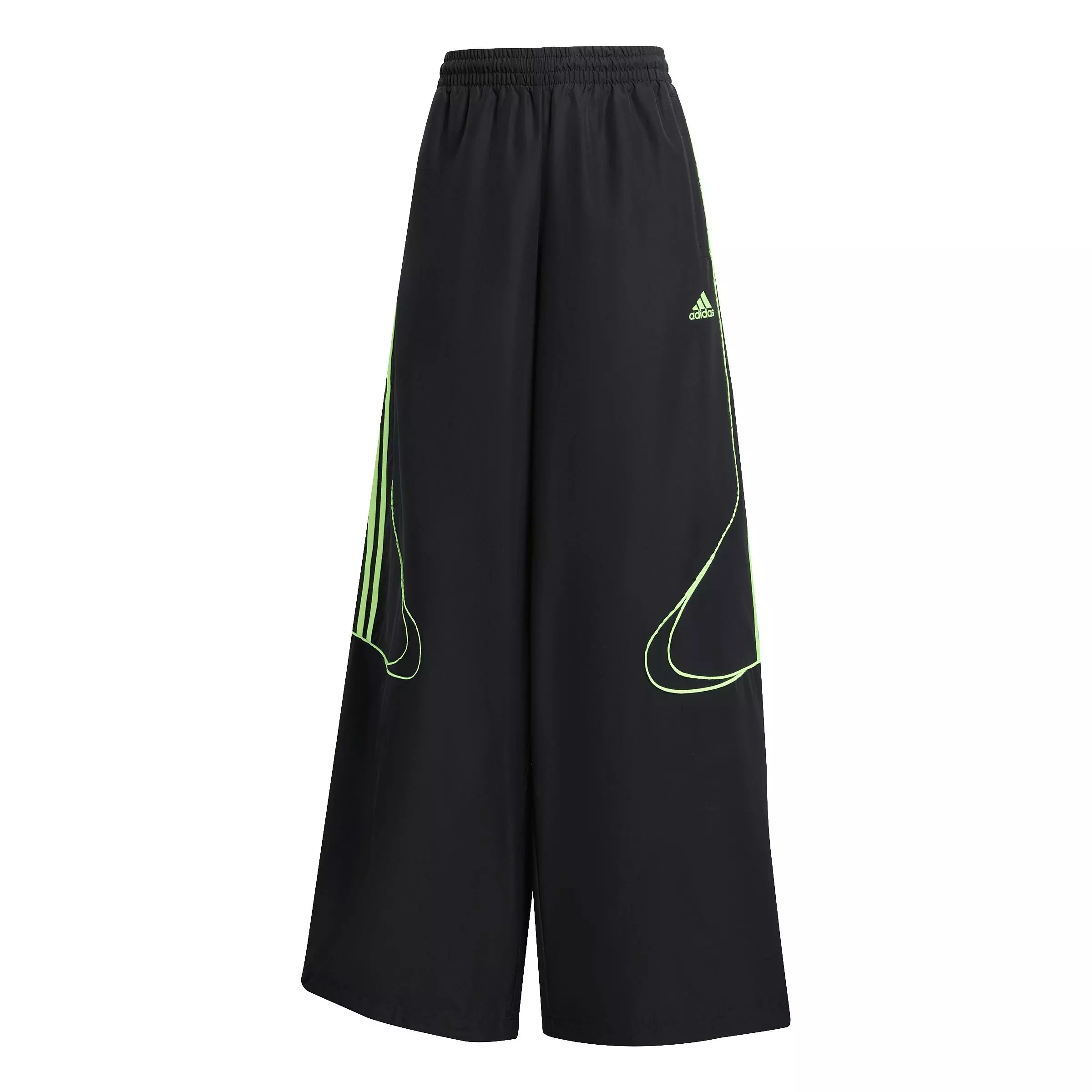 adidas Women's Teamgeist Adicolor Oversized Woven Track Pant​s - BLACK/GREEN