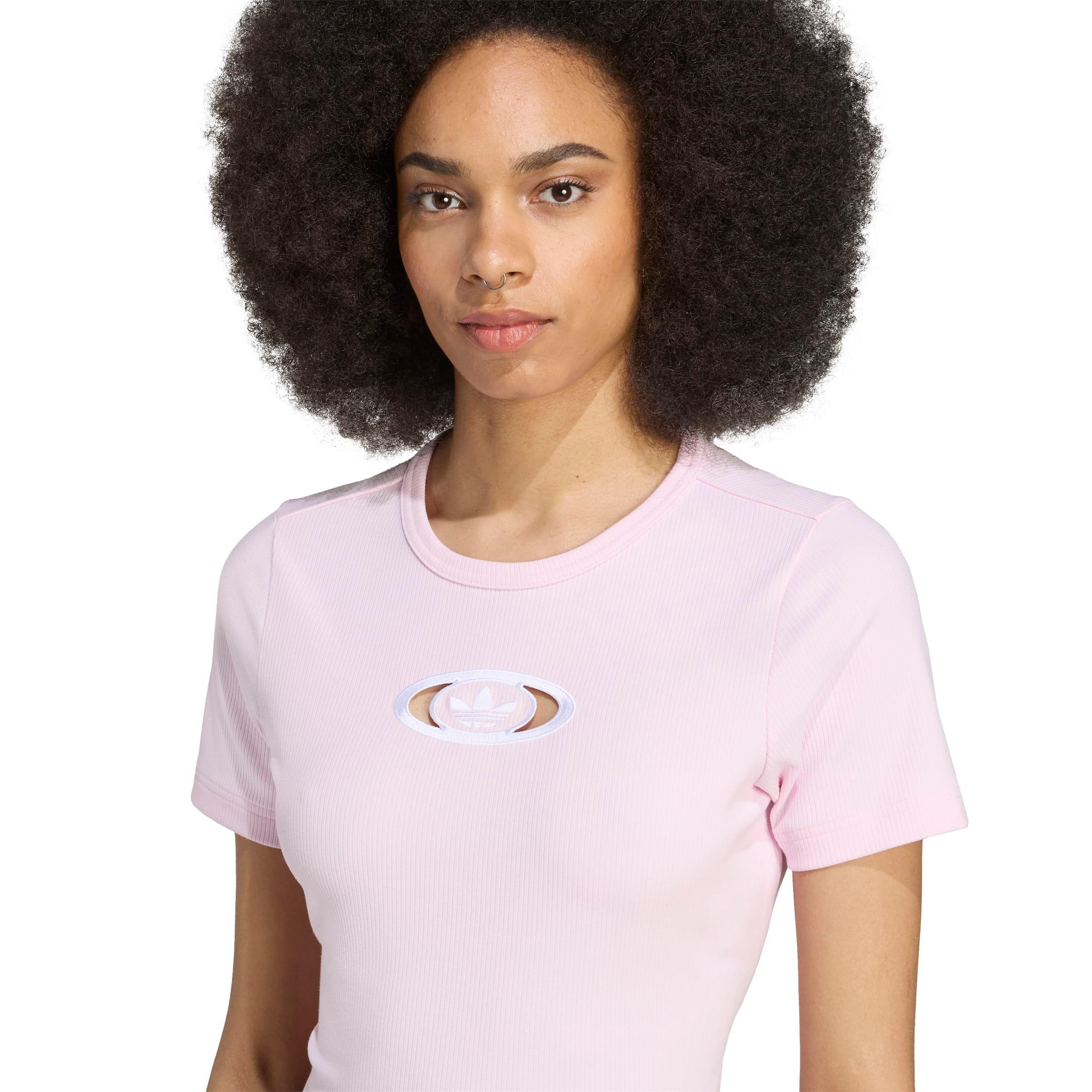 adidas Originals Women's Campus 200 Back Cut Out Rib Tee - PINK Thumbnail View 3