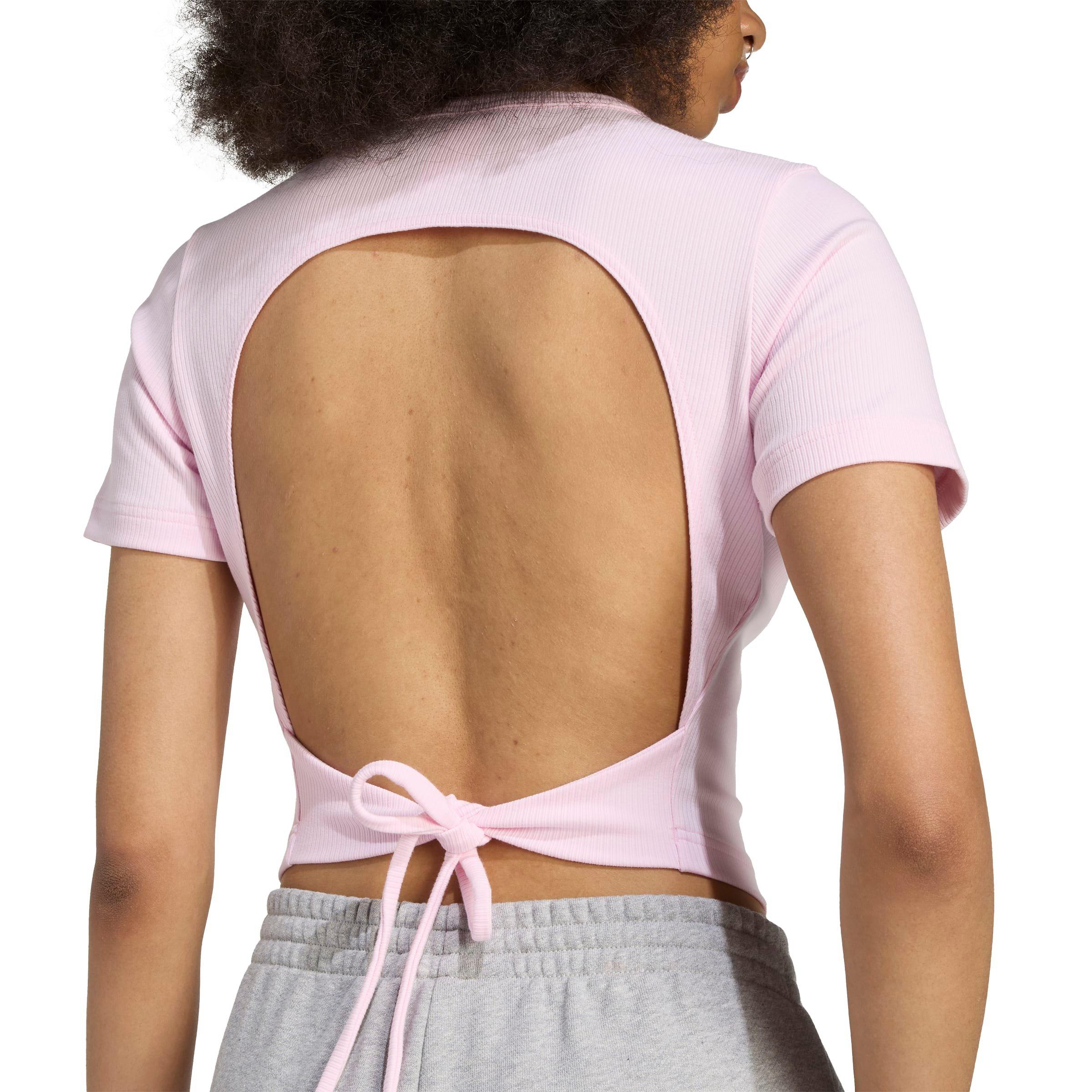 adidas Originals Women's Campus 200 Back Cut Out Rib Tee - PINK Thumbnail View 4