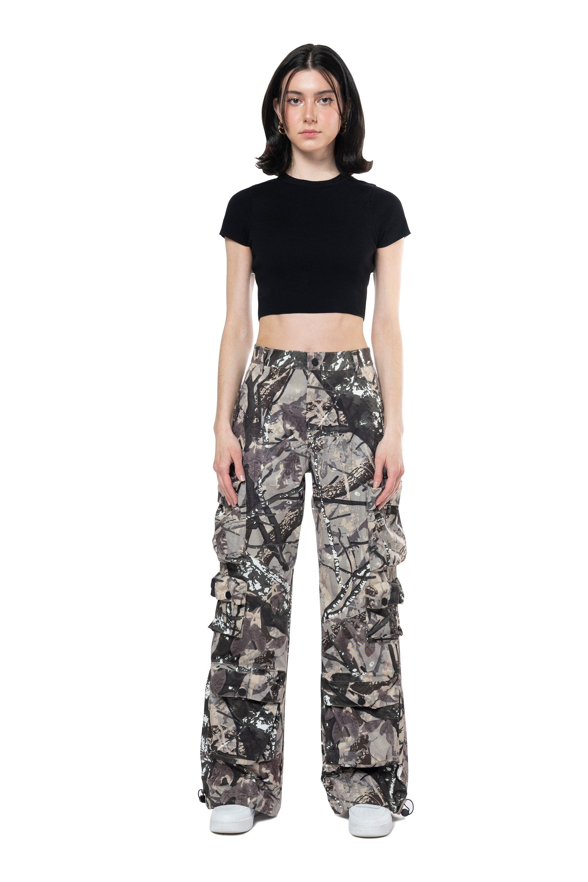 Smoke Rise Women's Wide Leg ATS Woven Pants - Wood Camo - CAMO/BLACK Thumbnail View 1