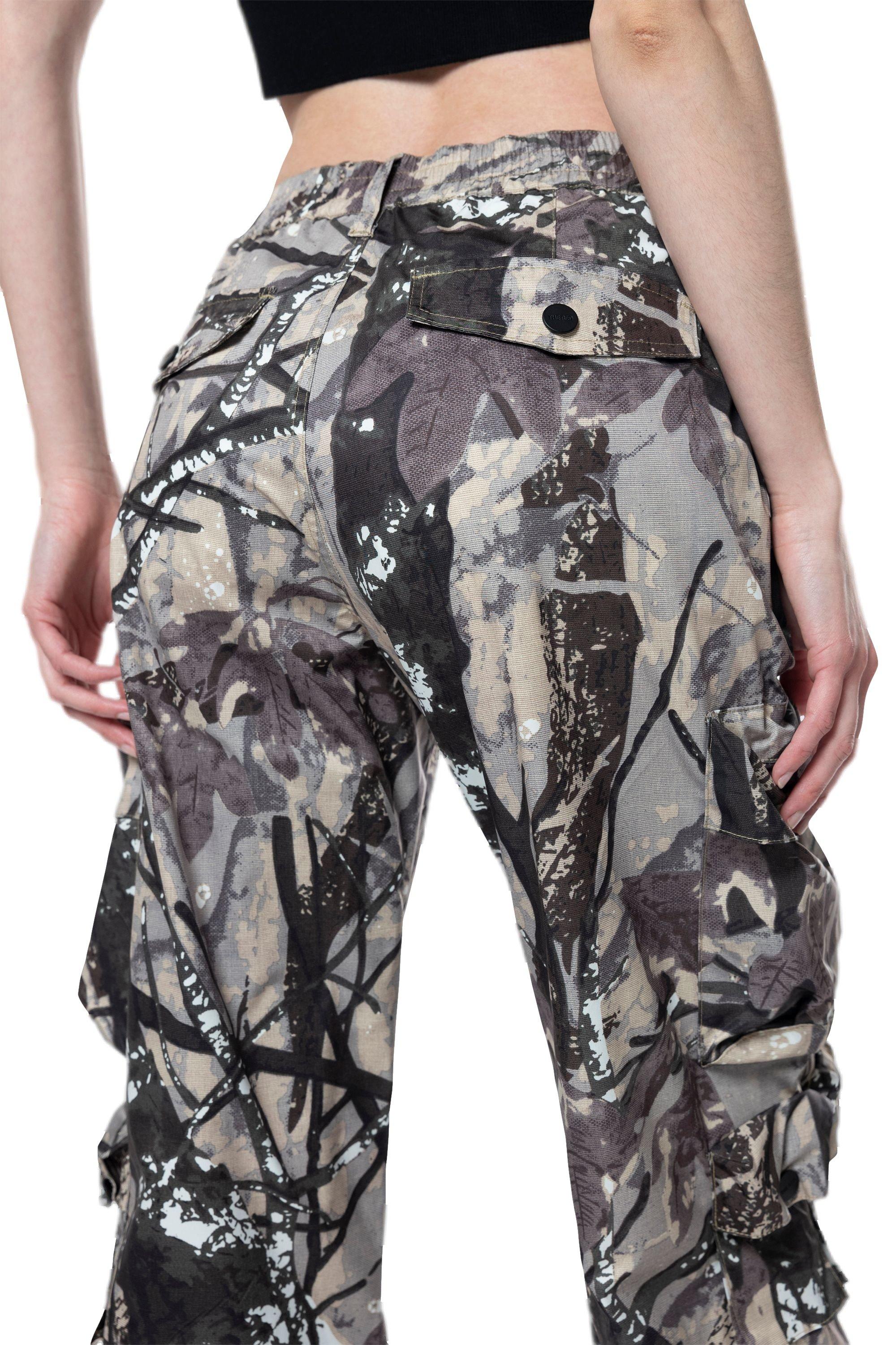 Smoke Rise Women's Wide Leg ATS Woven Pants - Wood Camo - CAMO/BLACK Thumbnail View 9