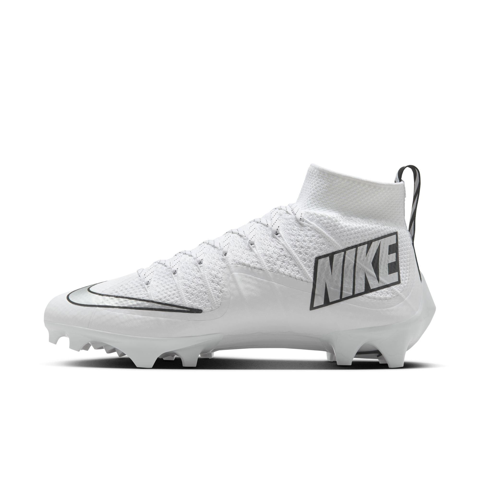 Nike Vapor Edge 360 Untouchable "White/Metallic Silver/Black" Men's Football Cleat - WHITE/SILVER Thumbnail View 4