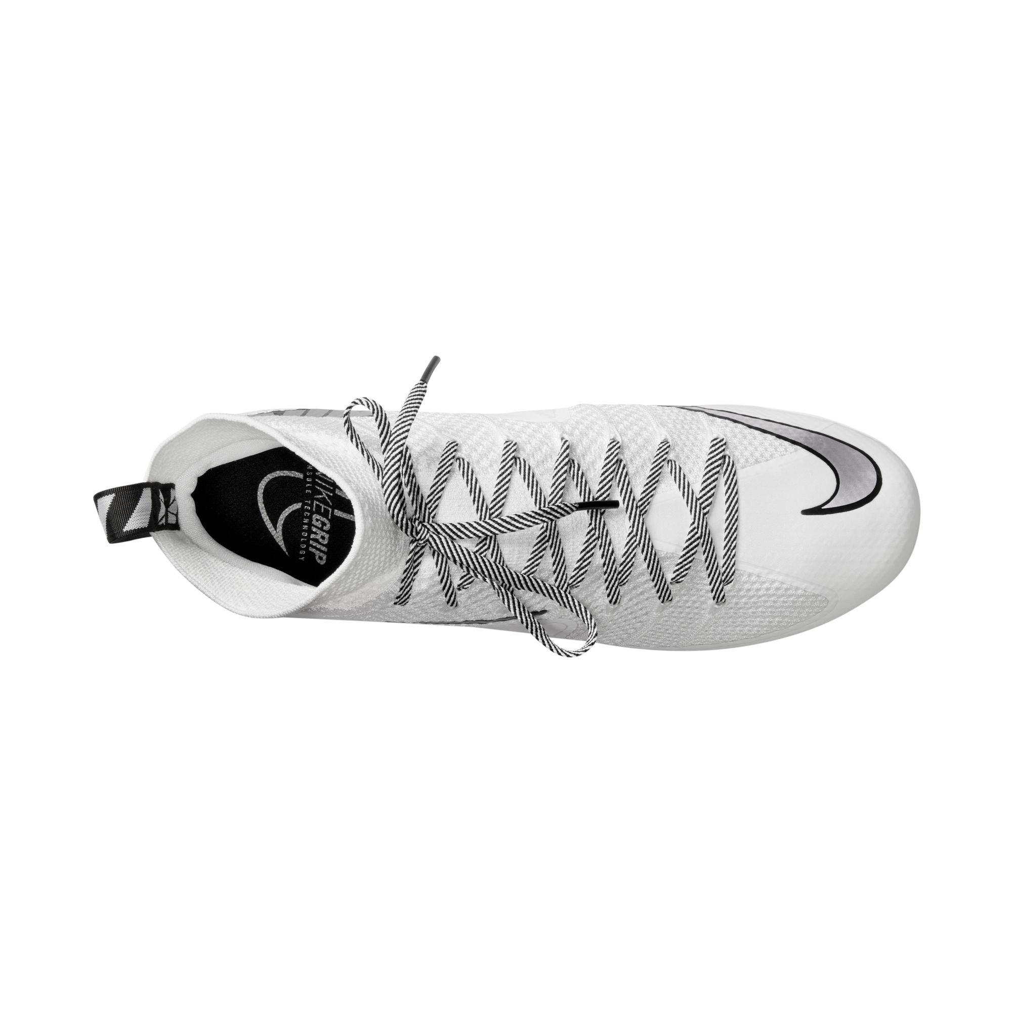 Nike Vapor Edge 360 Untouchable "White/Metallic Silver/Black" Men's Football Cleat - WHITE/SILVER Thumbnail View 8