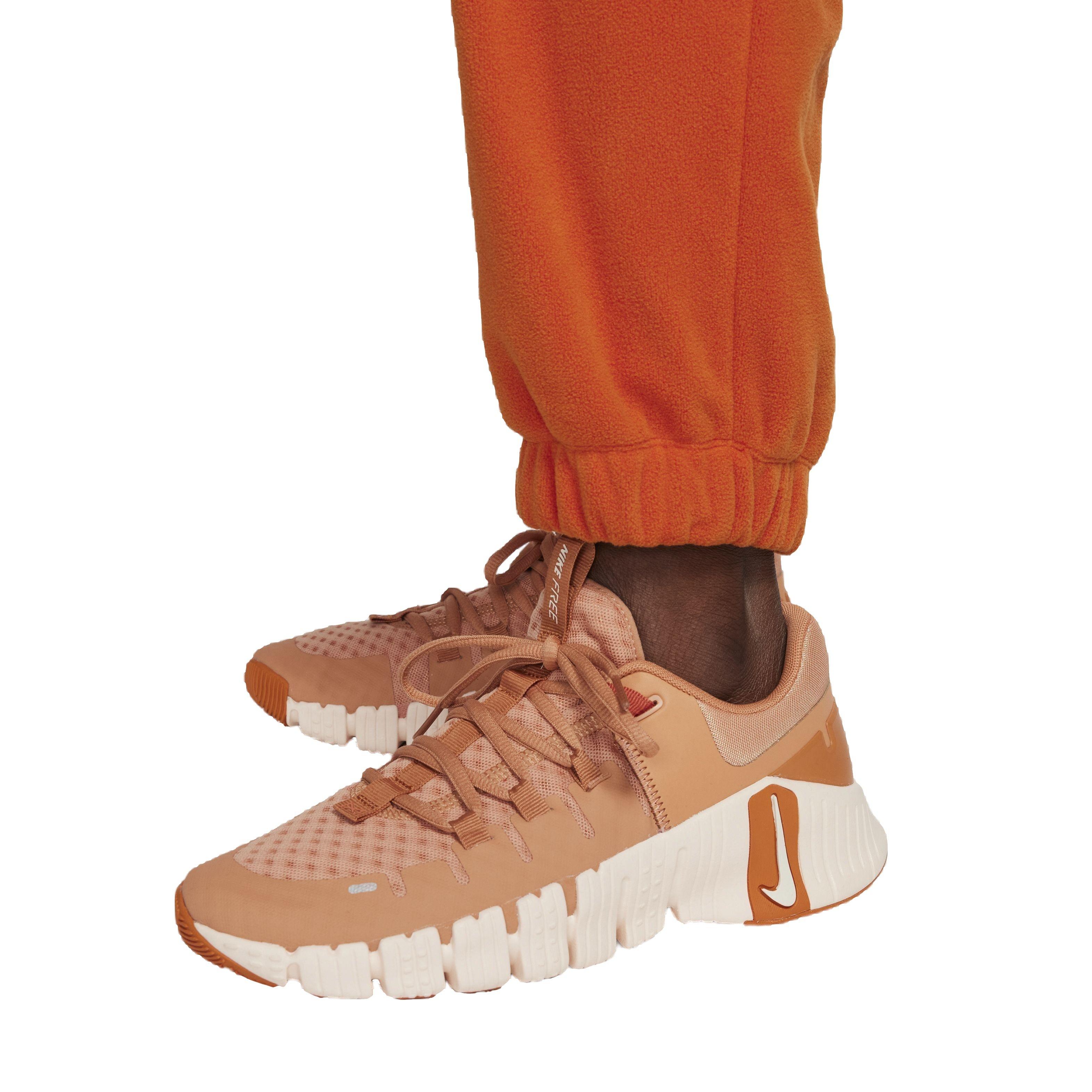 Nike Women's Therma-FIT One Loose Fleece Pants - ORANGE Thumbnail View 4
